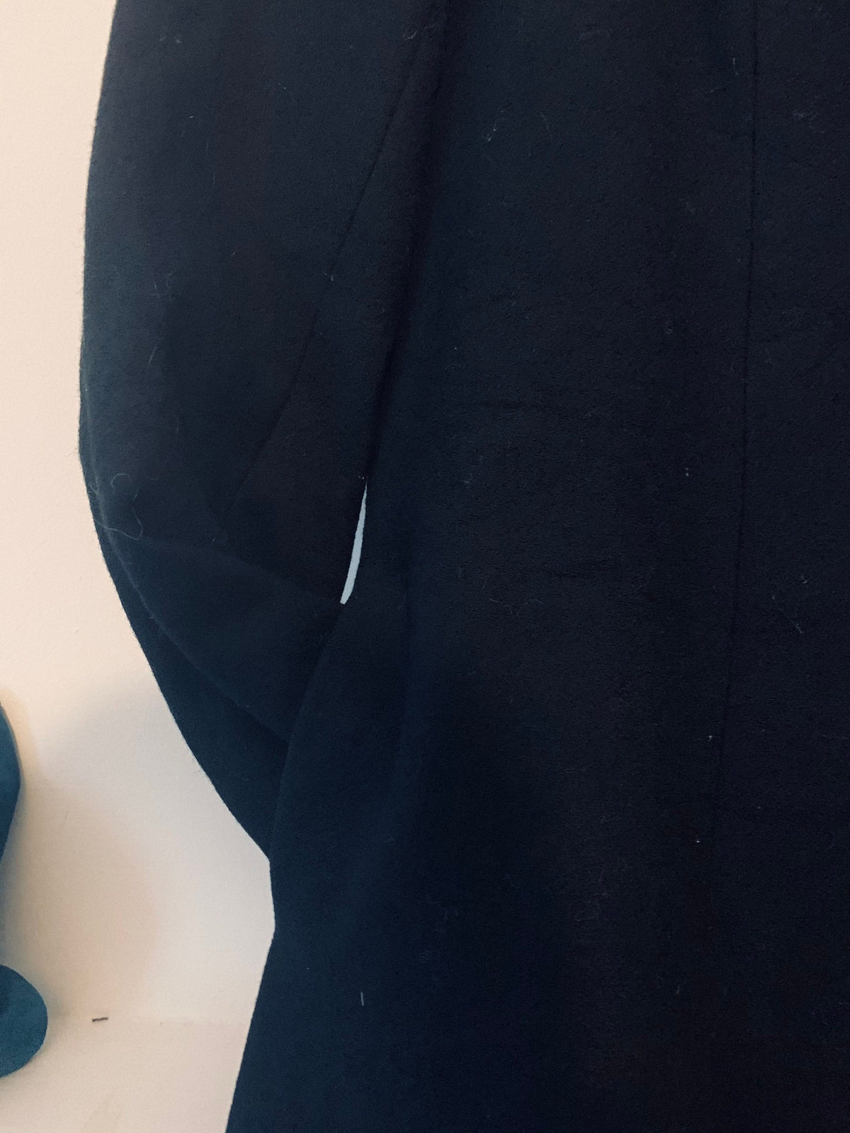 1970s Black A-Line Midi Coat | Wide Collar, Button Front, Fully Lined (UK 8-10)