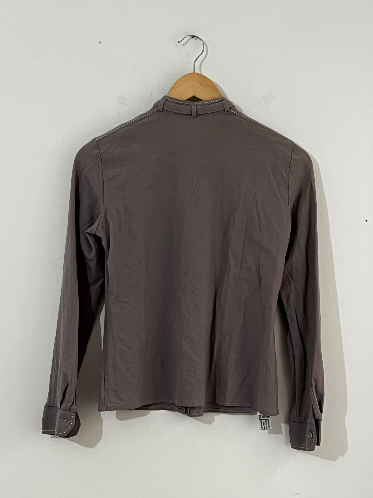 Vintage Purple Grey long sleeve Blouse - UK Size 8 with tie neck detail