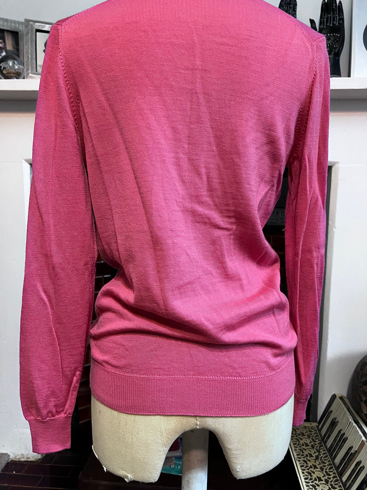 Vintage 1980s Jaeger Hot Pink Wool Cardigan | British Knitwear, Button Front Jumper
