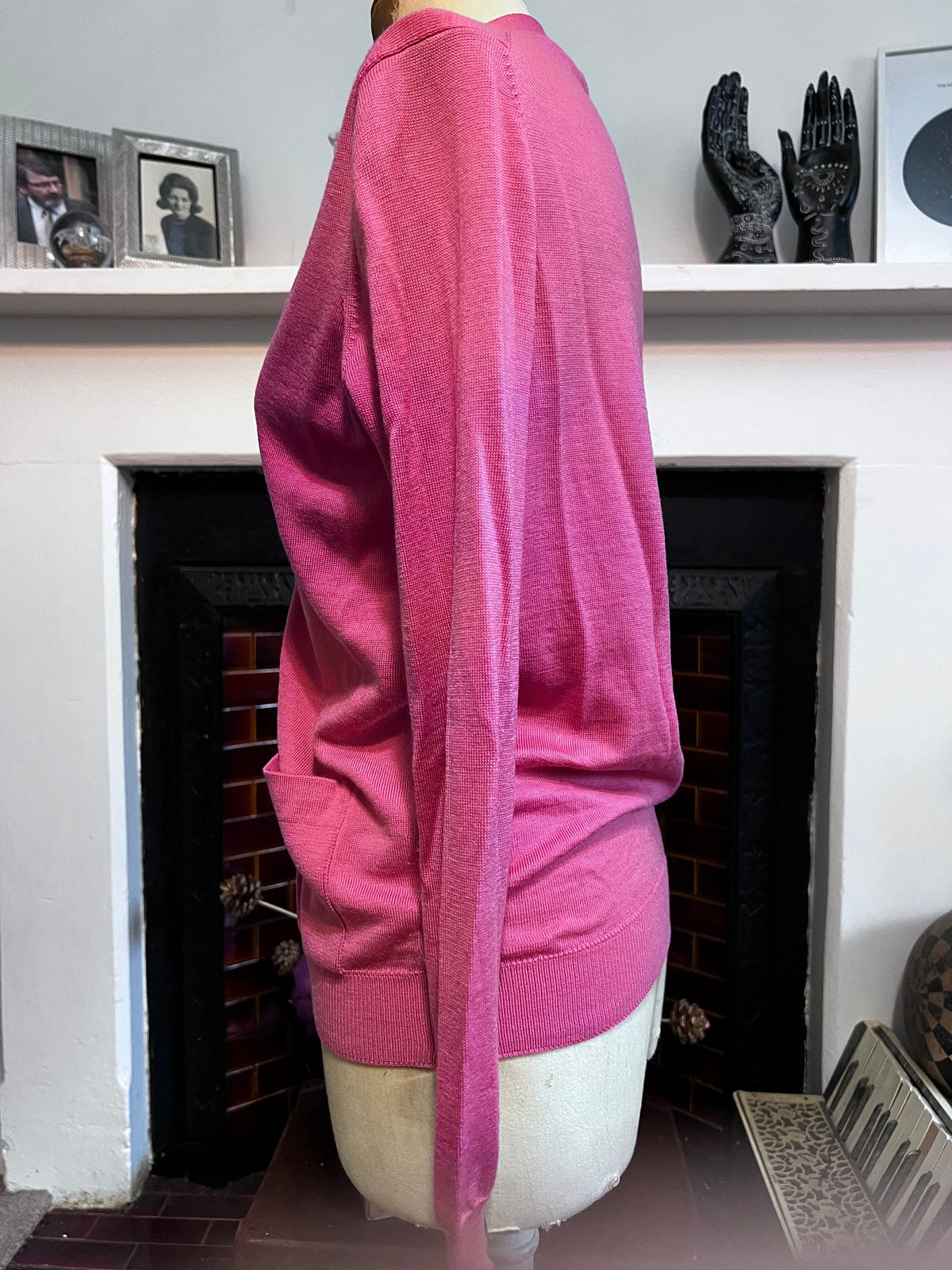 Vintage 1980s Jaeger Hot Pink Wool Cardigan | British Knitwear, Button Front Jumper