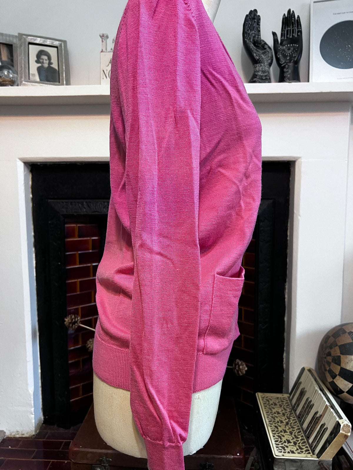 Vintage 1980s Jaeger Hot Pink Wool Cardigan | British Knitwear, Button Front Jumper