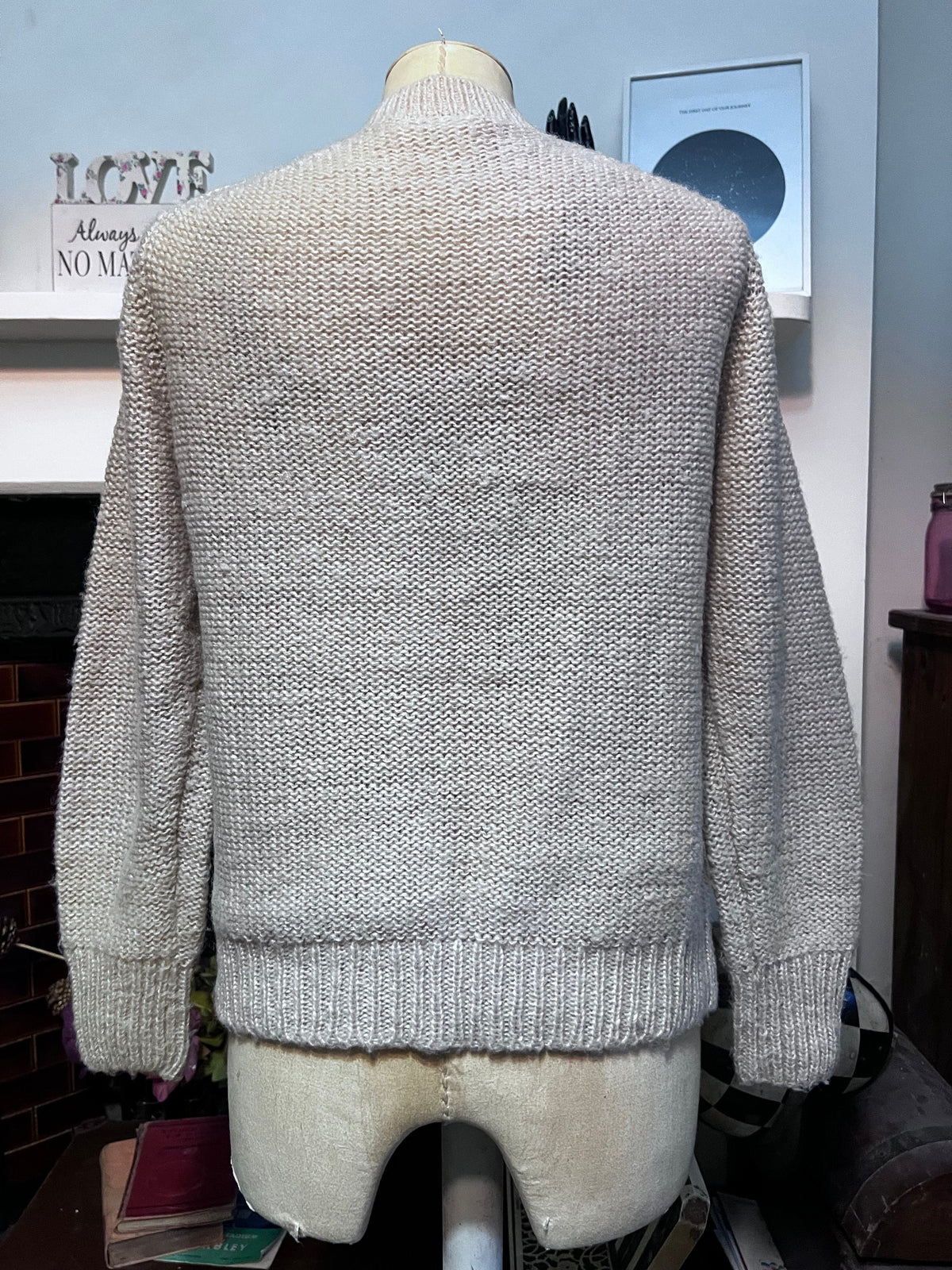 Vintage 1970s Cream Cable Knit Cardigan | Wool Blend Aran Style Jumper