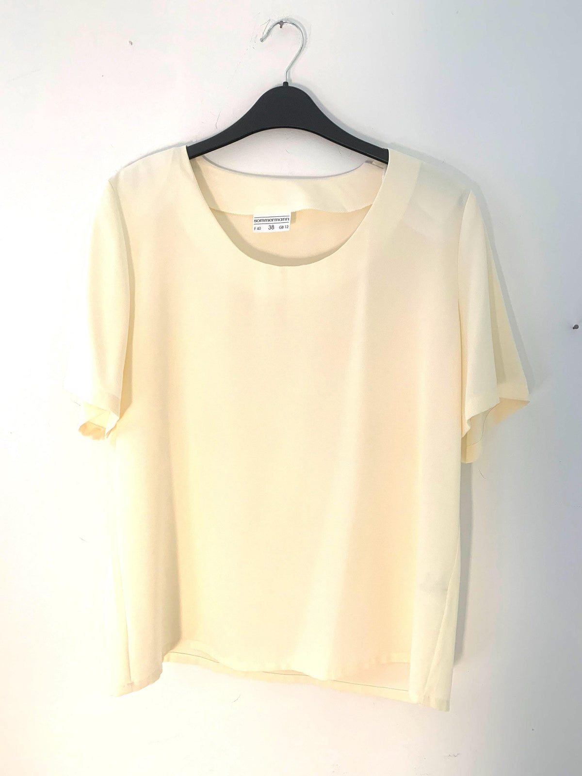 Vintage Butter Yellow Sheer Blouse | Minimalist Boxy Top (UK 14)