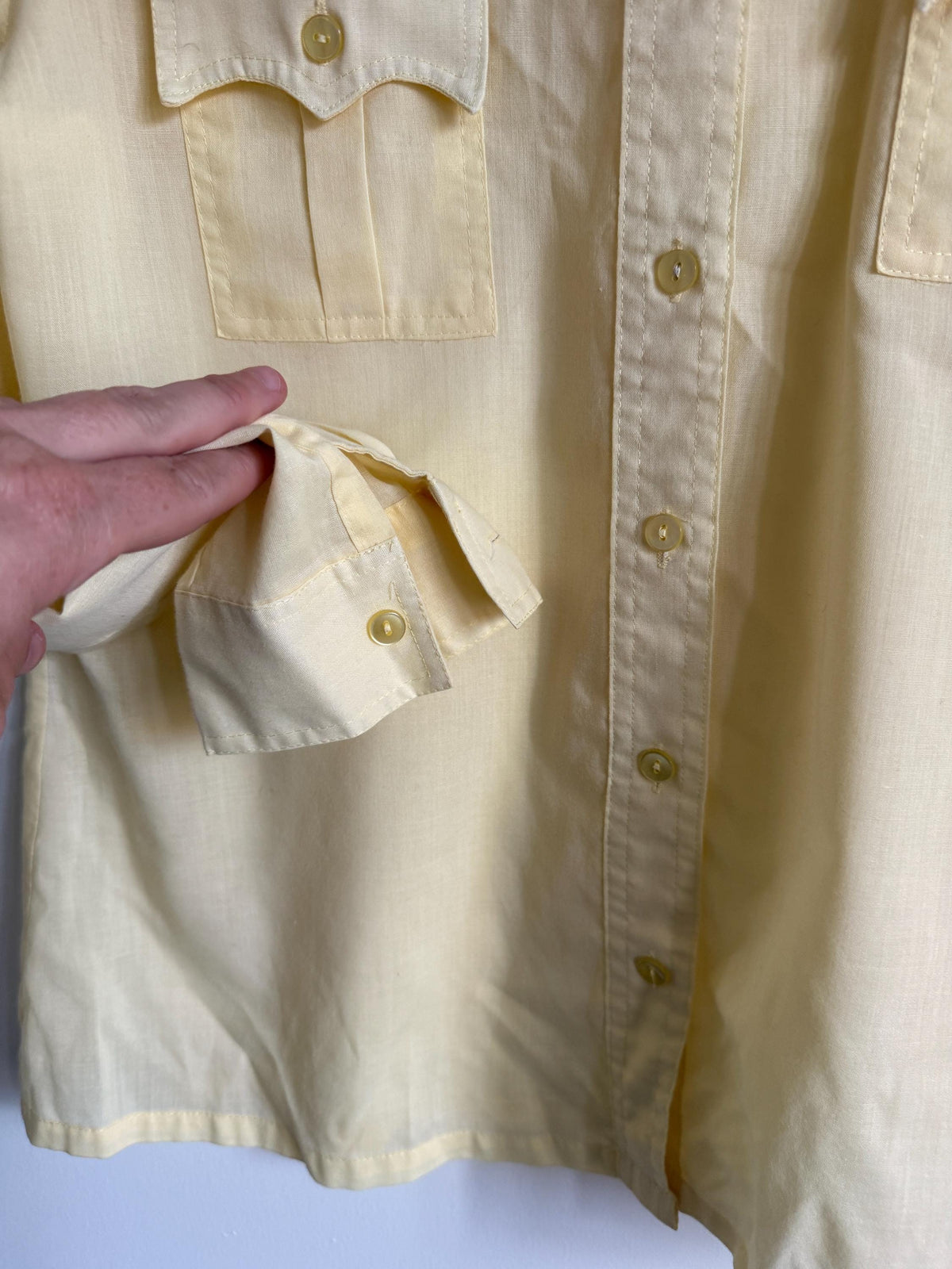 Vintage 70s Butter Yellow Western Shirt | Cowboy Style Button Up Blouse