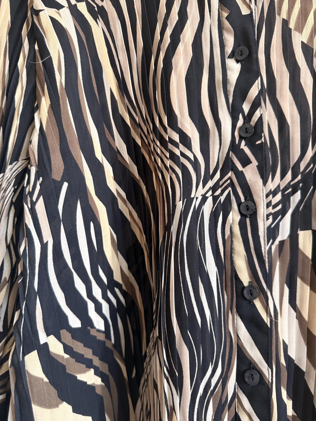 Vintage Zebra Print Pleated Blouse | Abstract Animal Print Y2K Top