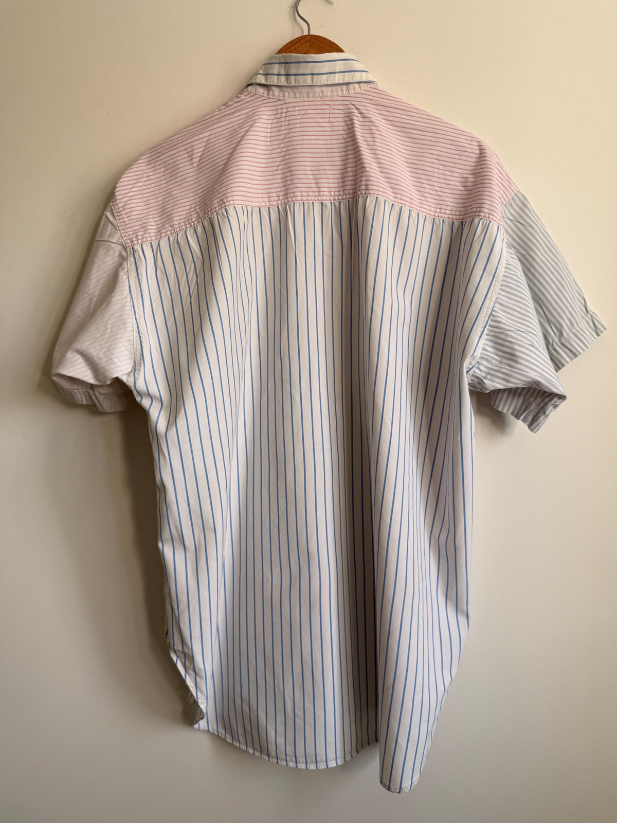 Vintage Naf Naf Paris Colour Block Striped Cotton Shirt | 1990s French Designer Oversized Blouse
