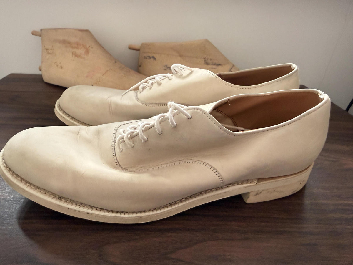 Vintage Douglas Off White Leather Derby Shoes | Men's Minimalist Lace Up Footwear UK8
