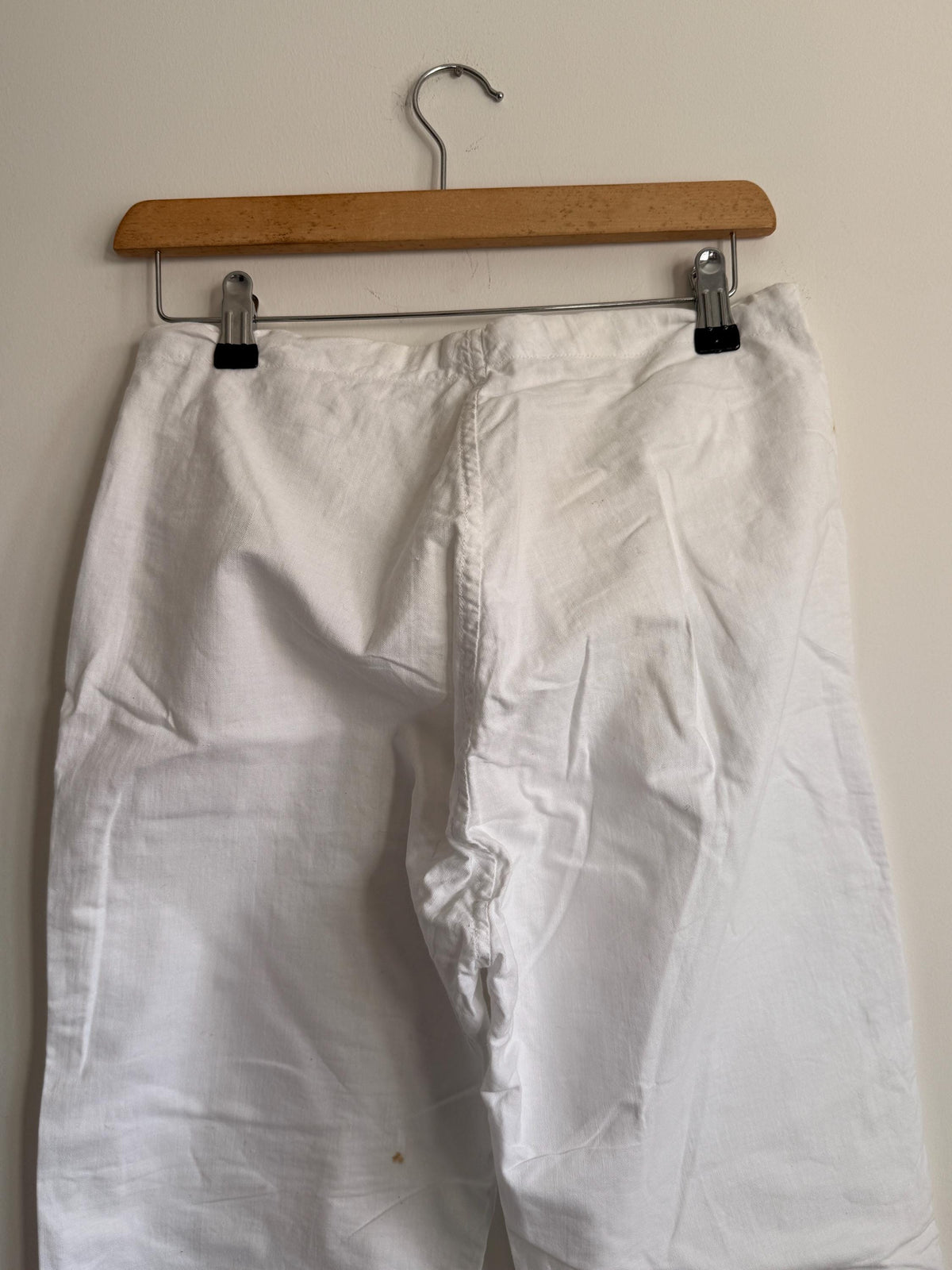 Vintage White Cotton Naval Work Trousers | British Maritime Button Fly Sailor Pants