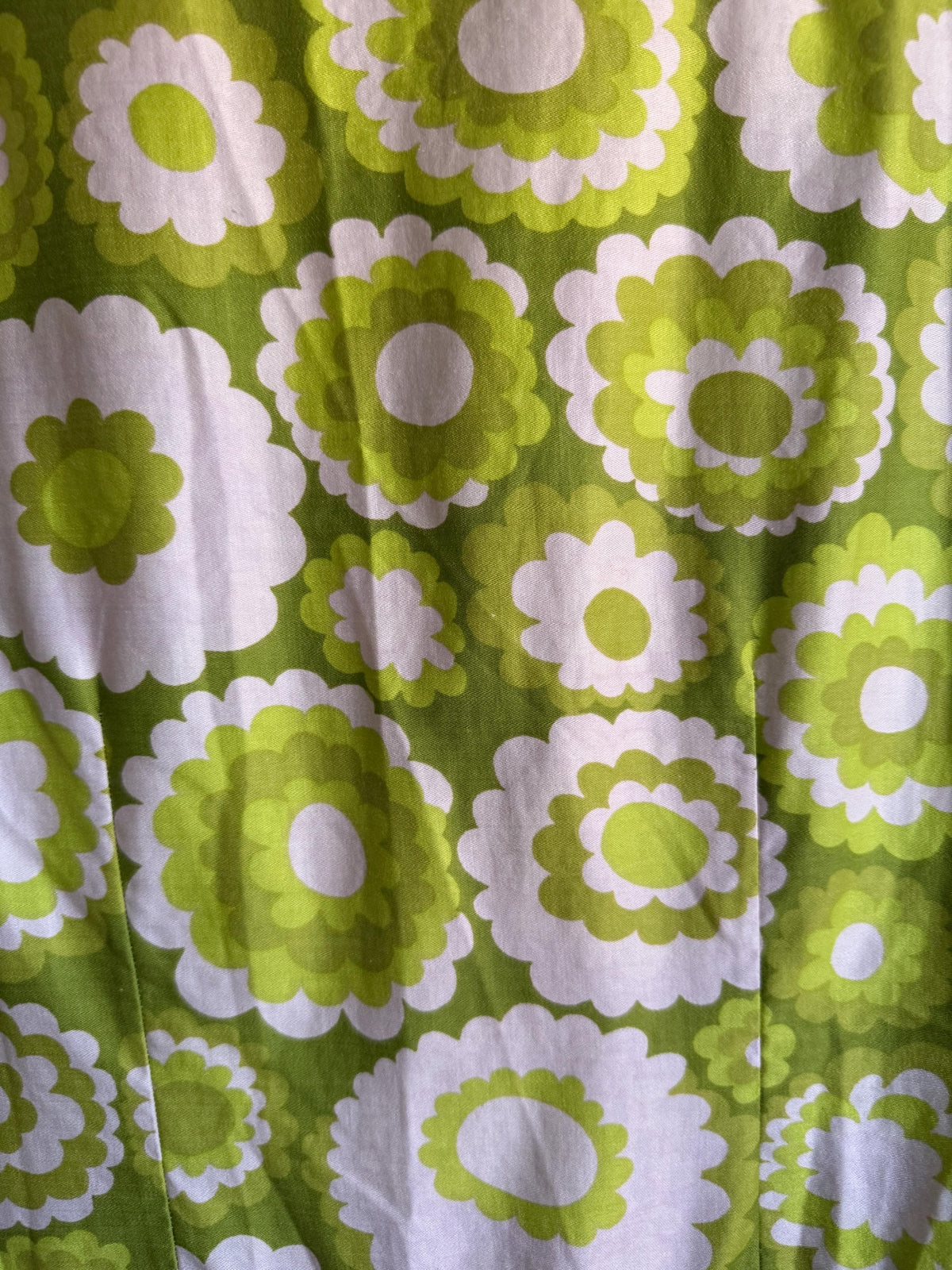 Vintage Finn Femina Green Floral Dress, Sleeveless V Neck Flower Power Dress, Made in Finland, Label Size 40