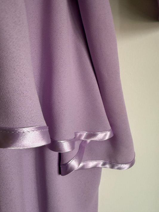 Vintage 1980s Berkertex Occasions Lilac Maxi Dress UK 14 – Draped Peplum Belted Evening Gown