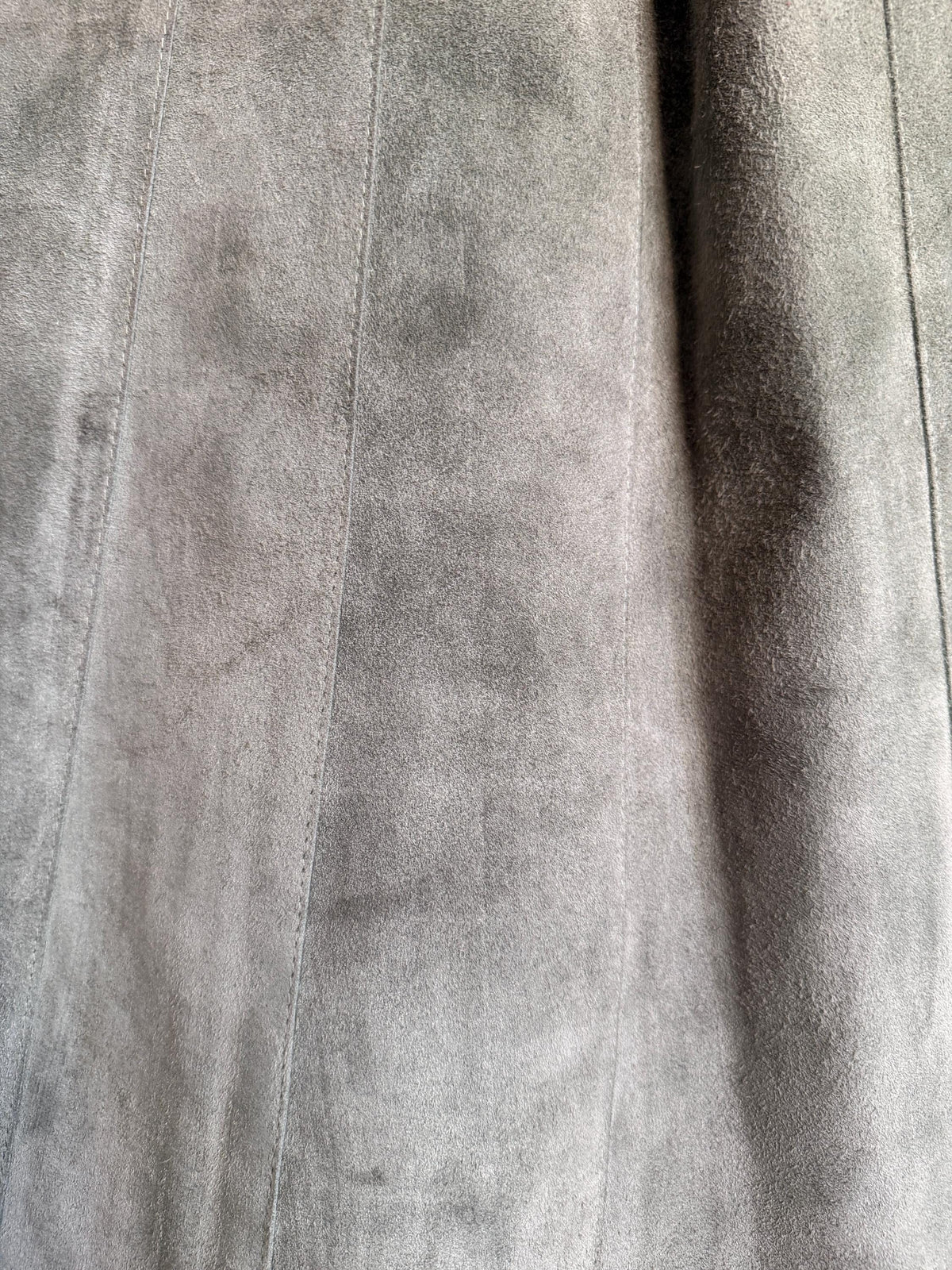 1970s Sage Green Suede Skirt – Vintage Panelled A-Line Skirt