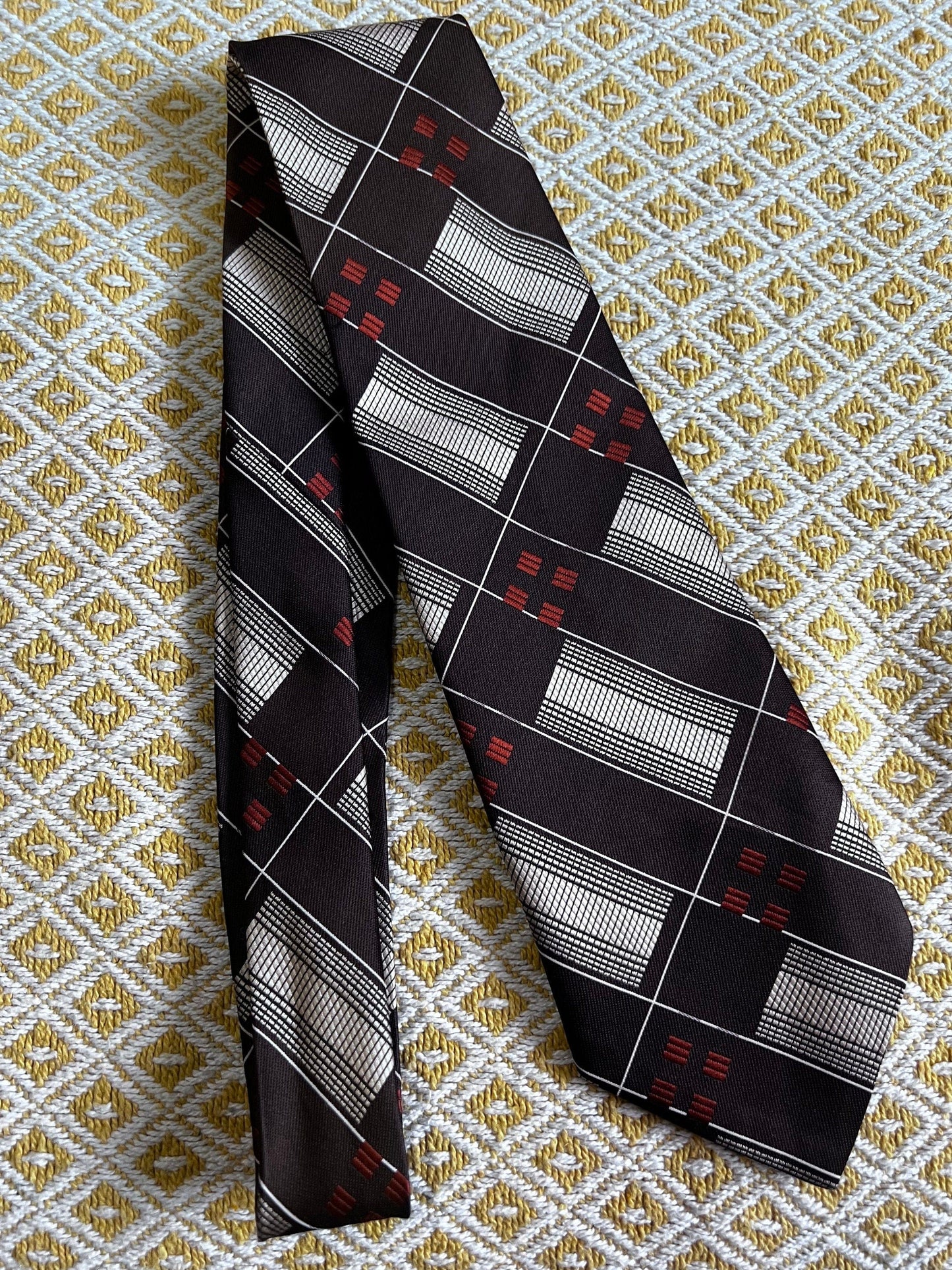 1930s 1940s Mens Necktie Tie, brown orange check tie, Vintage Tie, Vintage Necktie, 30s 40s Tie, vintage neckwear
