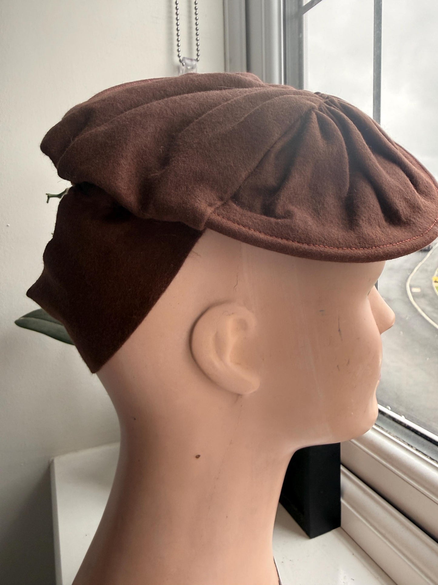 1940s Brown Felt Tilt Hat | Vintage Forties Sculpted Bow Hat | WWII Era Statement Cocktail Hat | Architectural Wool Felt