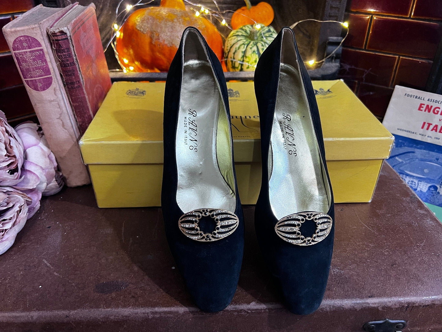1960’s Vintage Shoes Black Suede Buckle Rayne Shoes Black Suede UK6 - Vintage UNWORN Vintage Shoes, 60s Rayne Shoes, vintage shoes with box