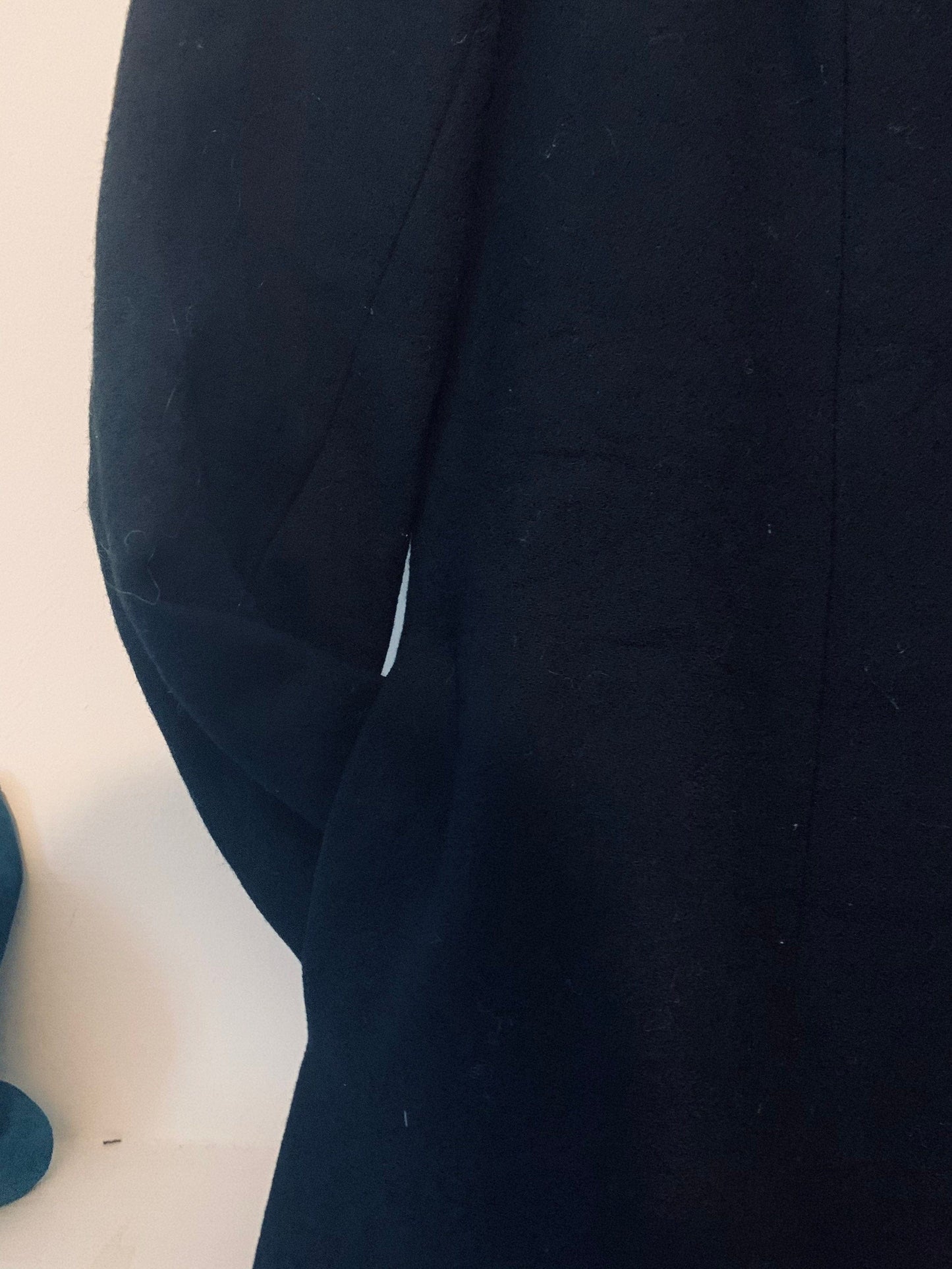 70s vintage black button through Coat - midi length Black coat
