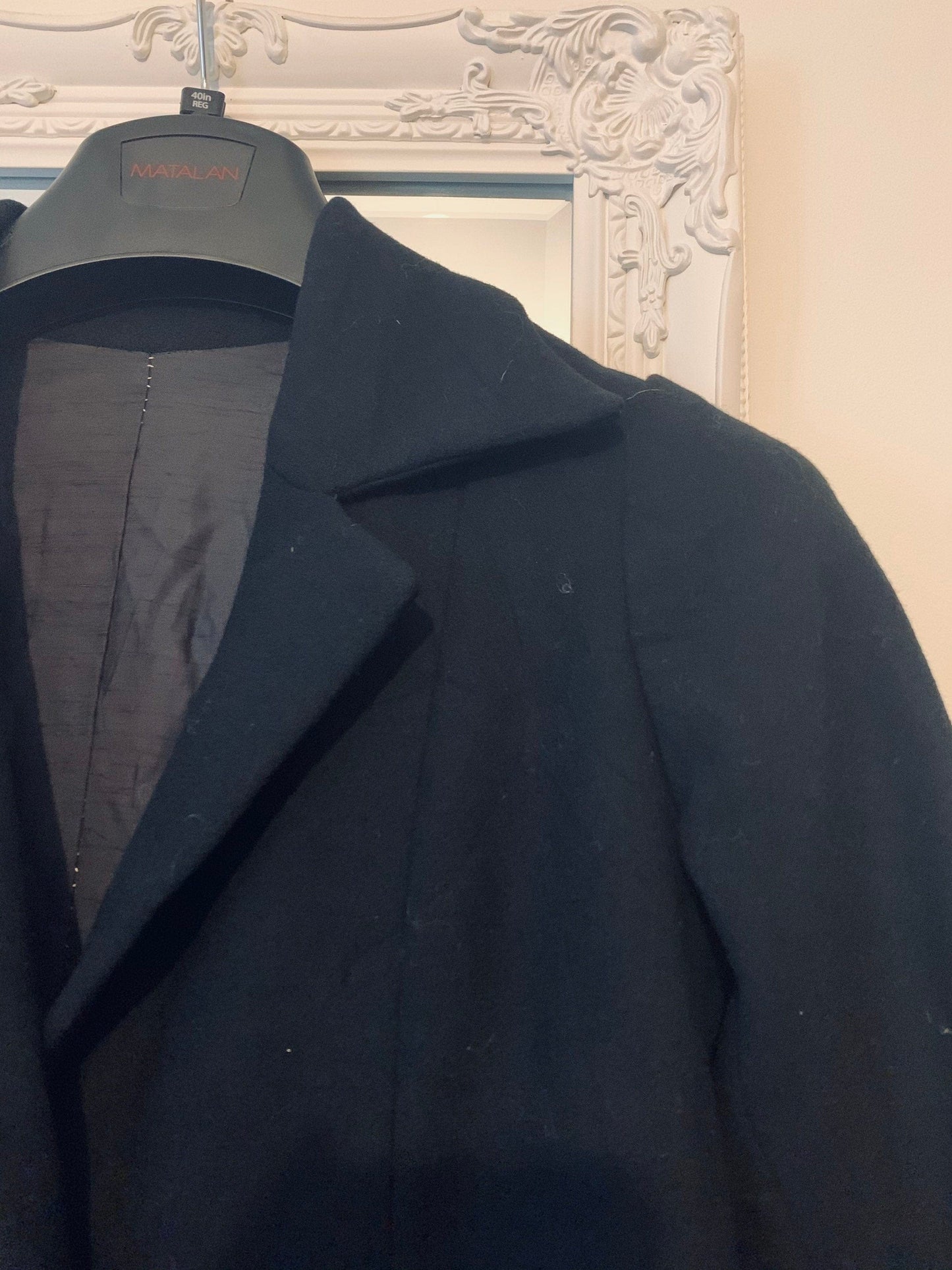 70s vintage black button through Coat - midi length Black coat