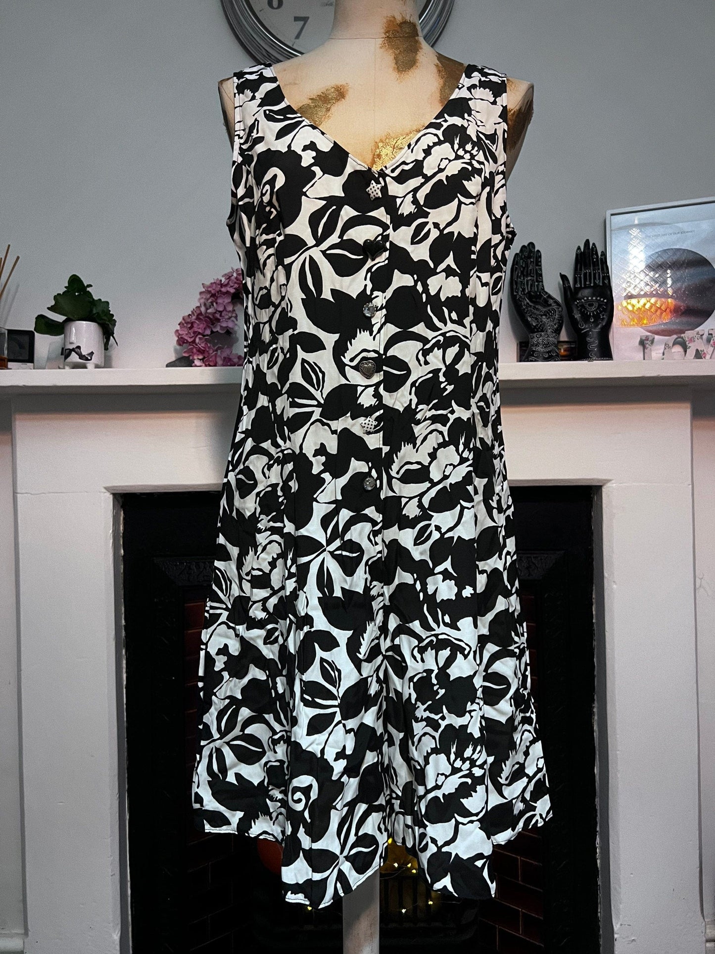 90s Vintage Playsuit Jumpsuit- St Michael Marks & Spencer Romper Playsuit Black and white