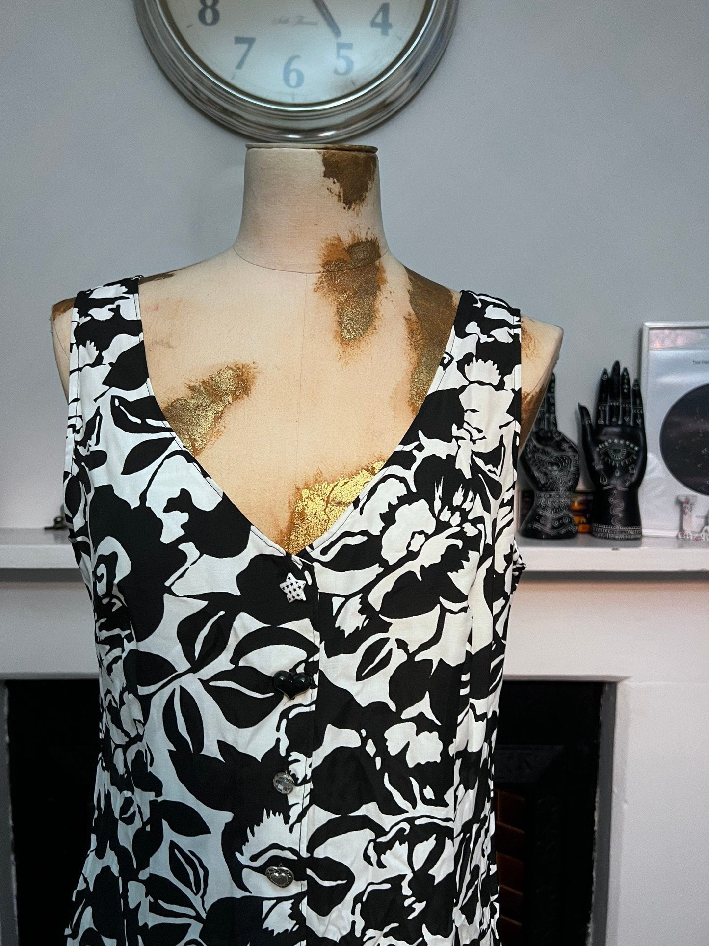 90s Vintage Playsuit Jumpsuit- St Michael Marks & Spencer Romper Playsuit Black and white