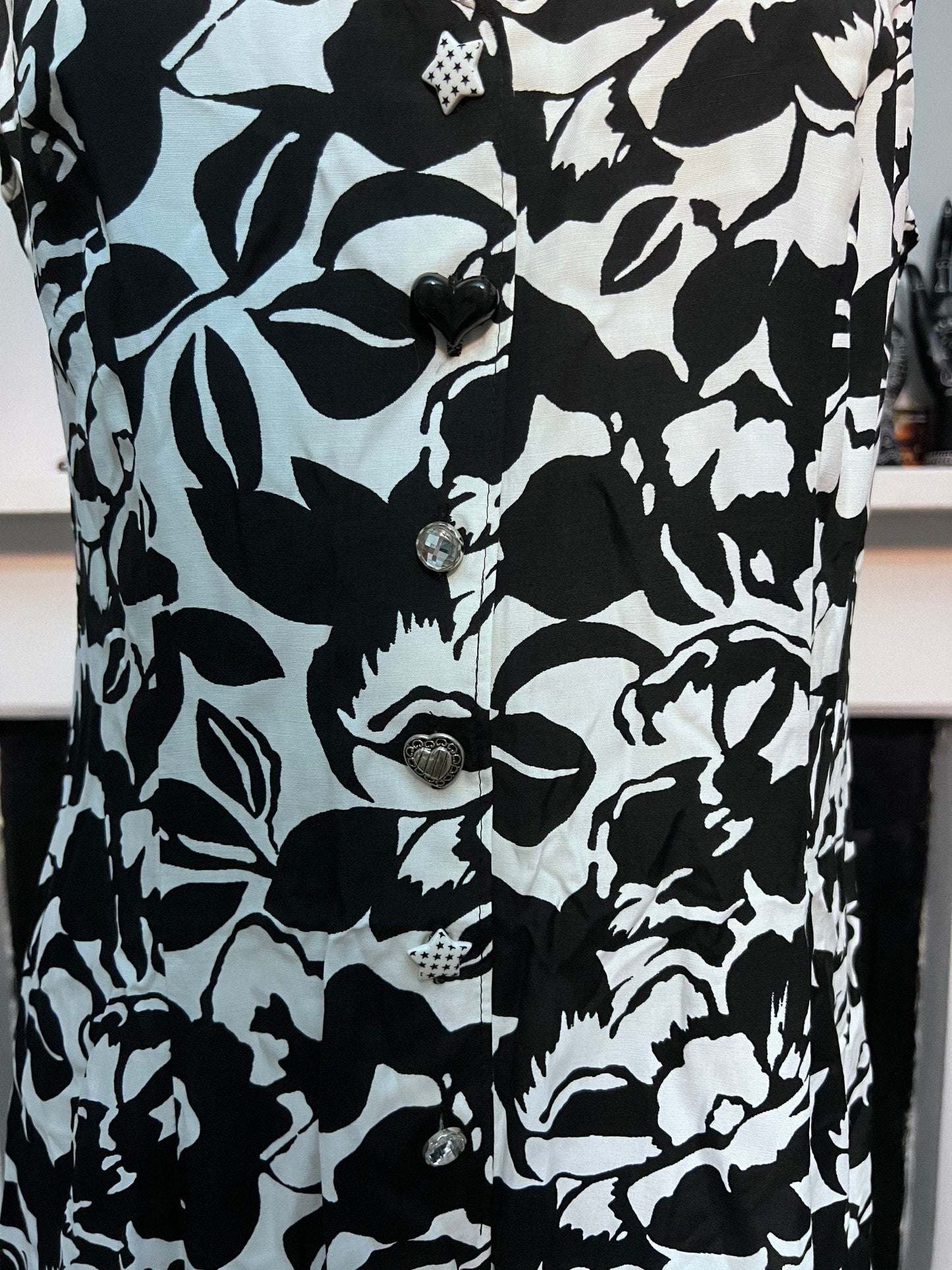 90s Vintage Playsuit Jumpsuit- St Michael Marks & Spencer Romper Playsuit Black and white