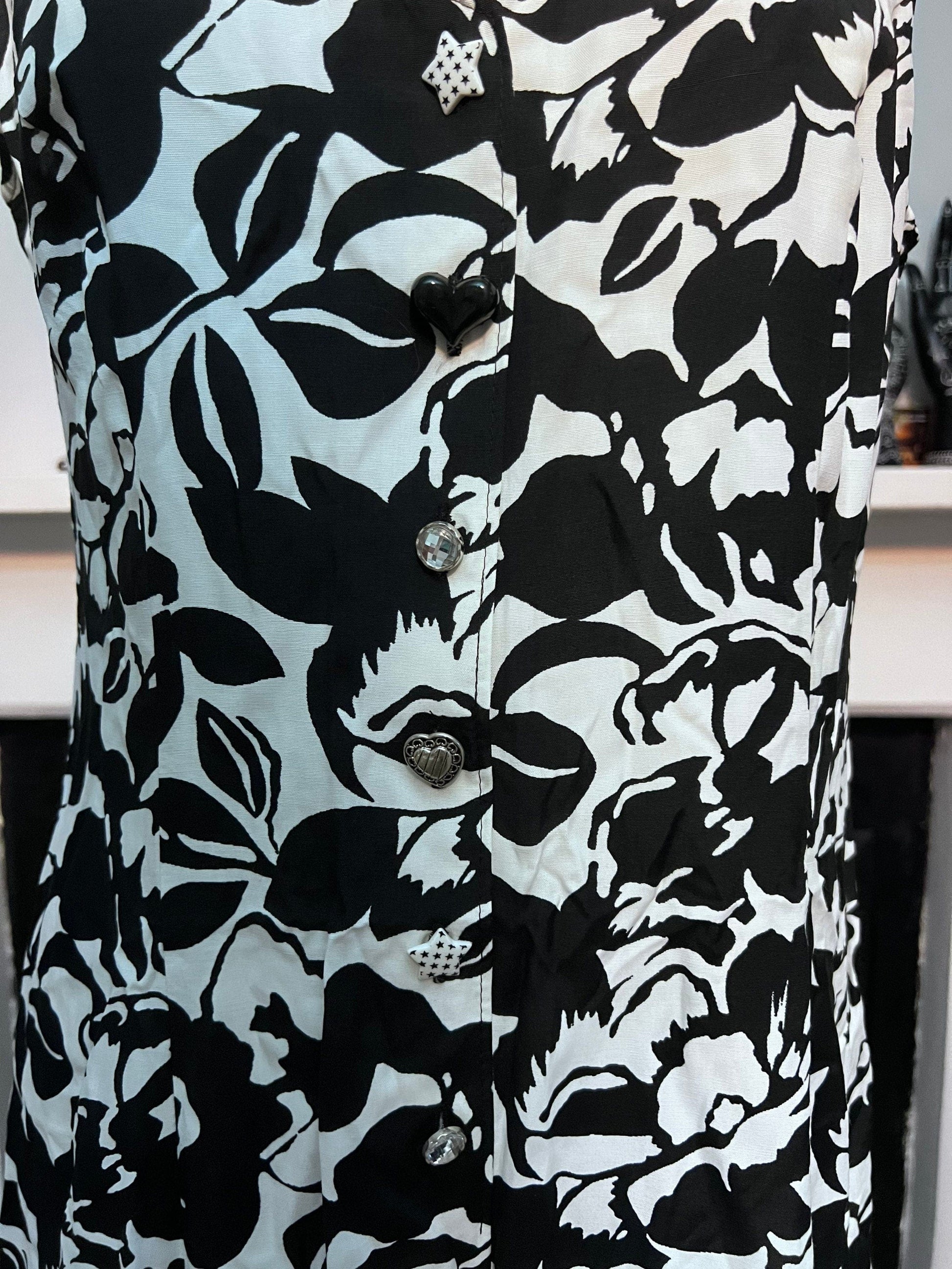 90s Vintage Playsuit Jumpsuit- St Michael Marks & Spencer Romper Playsuit Black and white