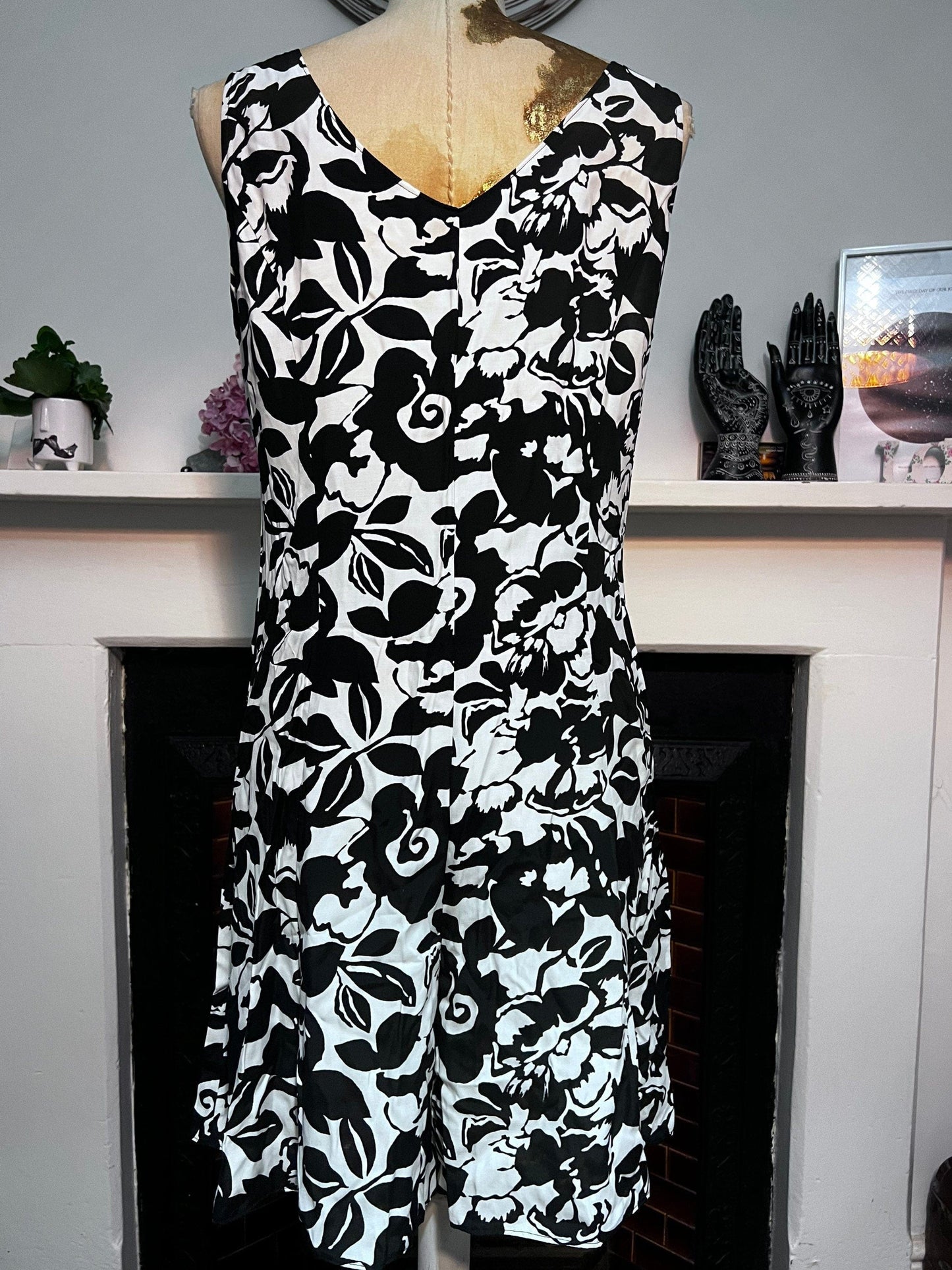 90s Vintage Playsuit Jumpsuit- St Michael Marks & Spencer Romper Playsuit Black and white
