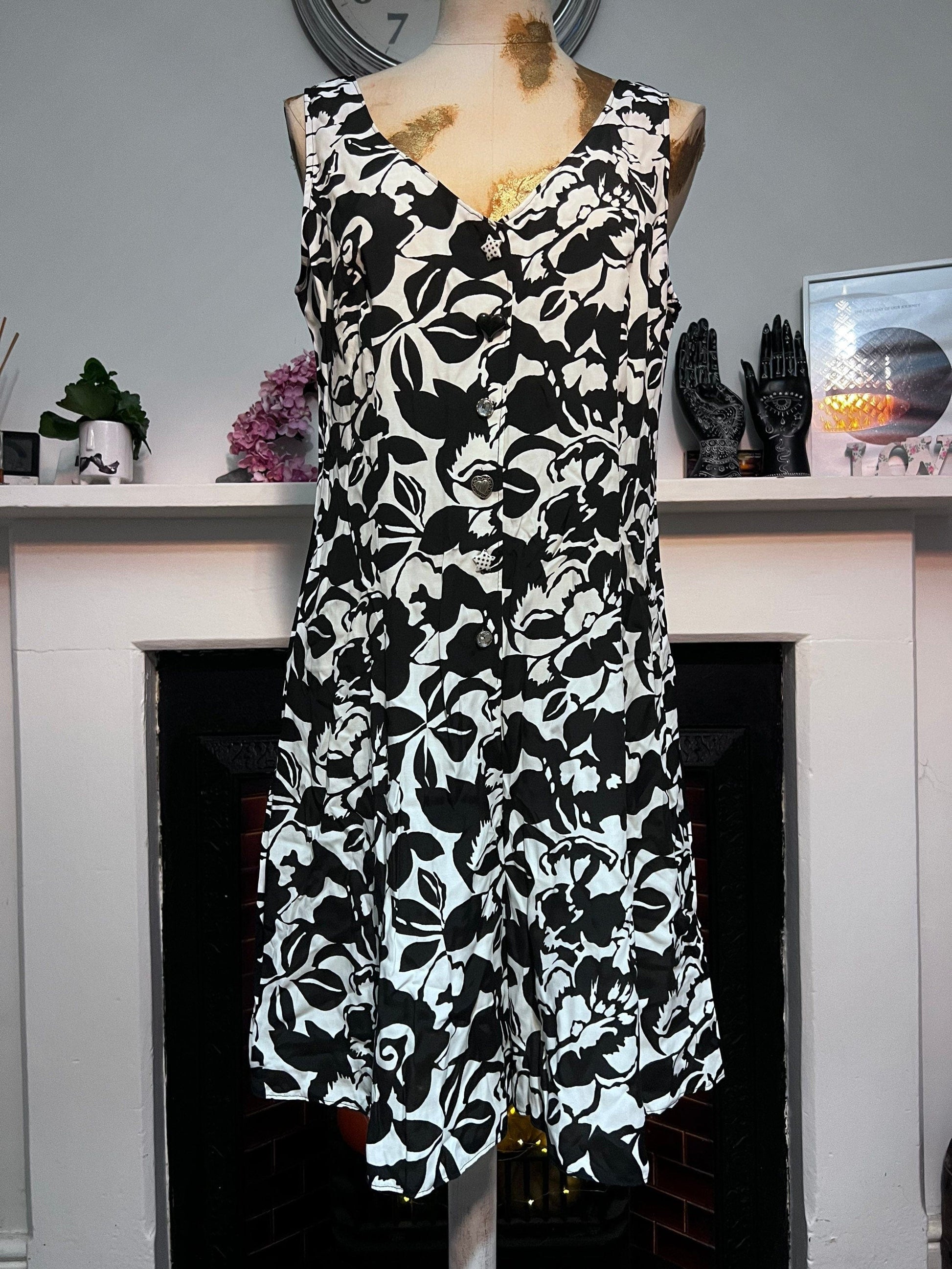 90s Vintage Playsuit Jumpsuit- St Michael Marks & Spencer Romper Playsuit Black and white