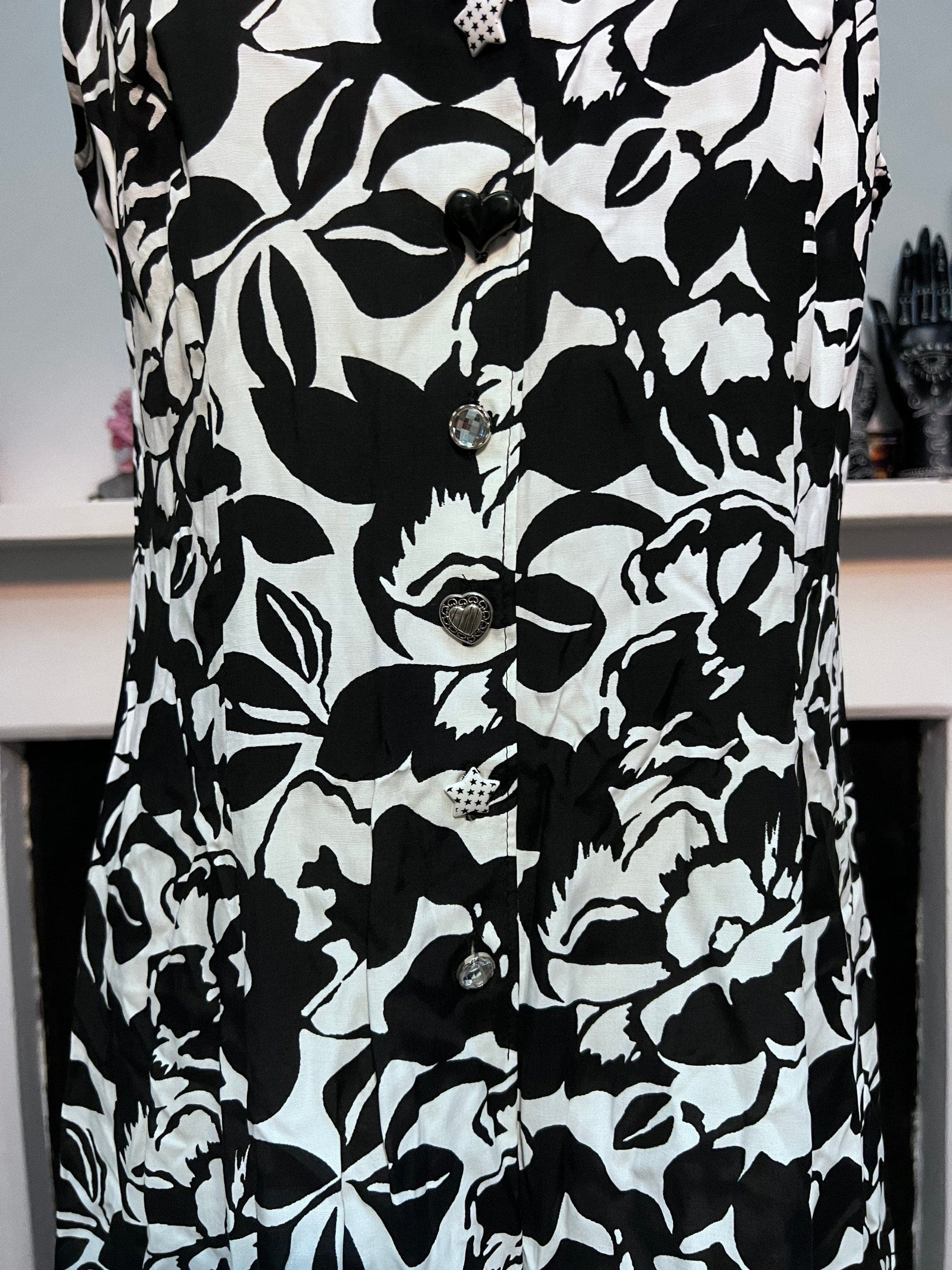 90s Vintage Playsuit Jumpsuit- St Michael Marks & Spencer Romper Playsuit Black and white