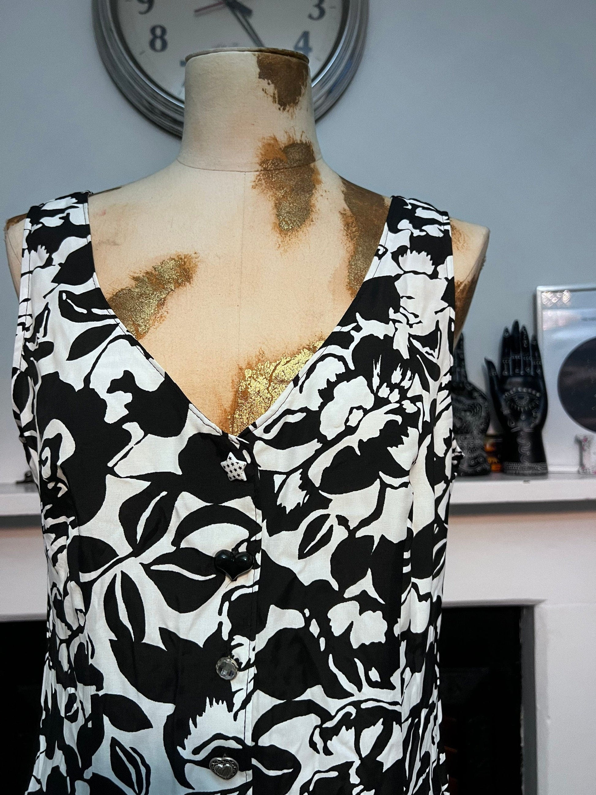 90s Vintage Playsuit Jumpsuit- St Michael Marks & Spencer Romper Playsuit Black and white