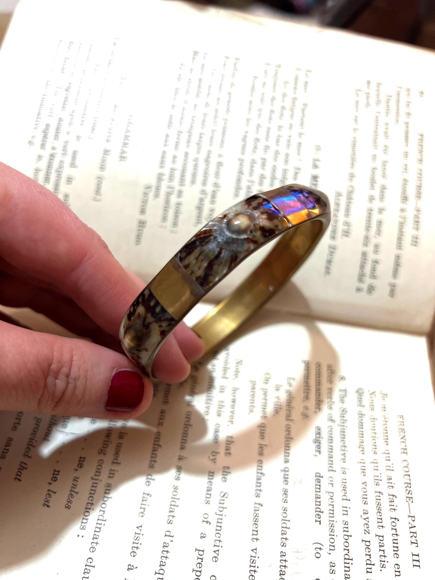 Brown Vintage Bangle, Metal Enamel Brown, Brown Bangle, Metal enamel Bangle, 1940s, 1950s, Stacking Bangle, Vintage Jewellery, Enamel