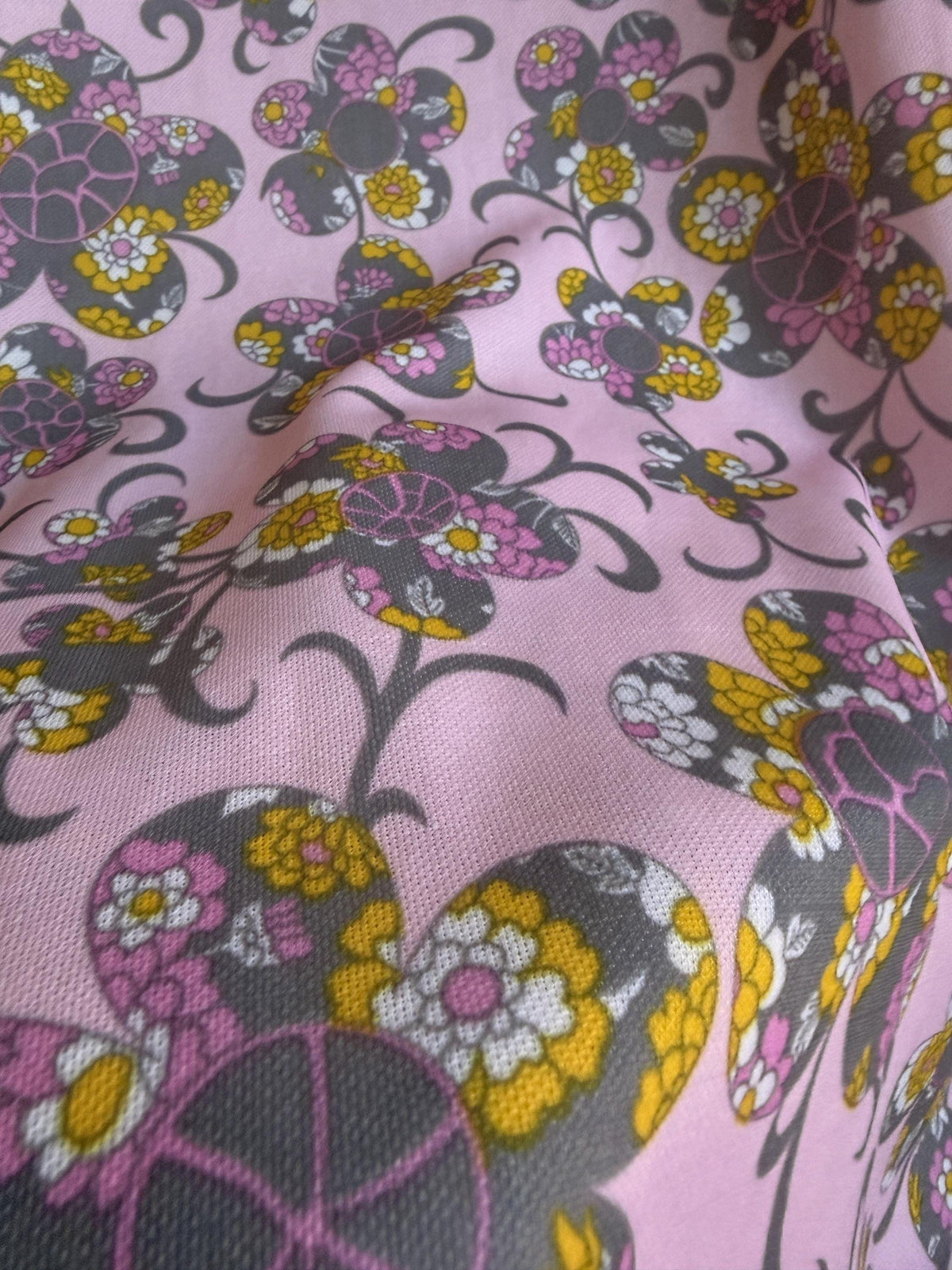 Pink Floral Maxi Dress, Flower Power Print, Scoop Neck High Waist