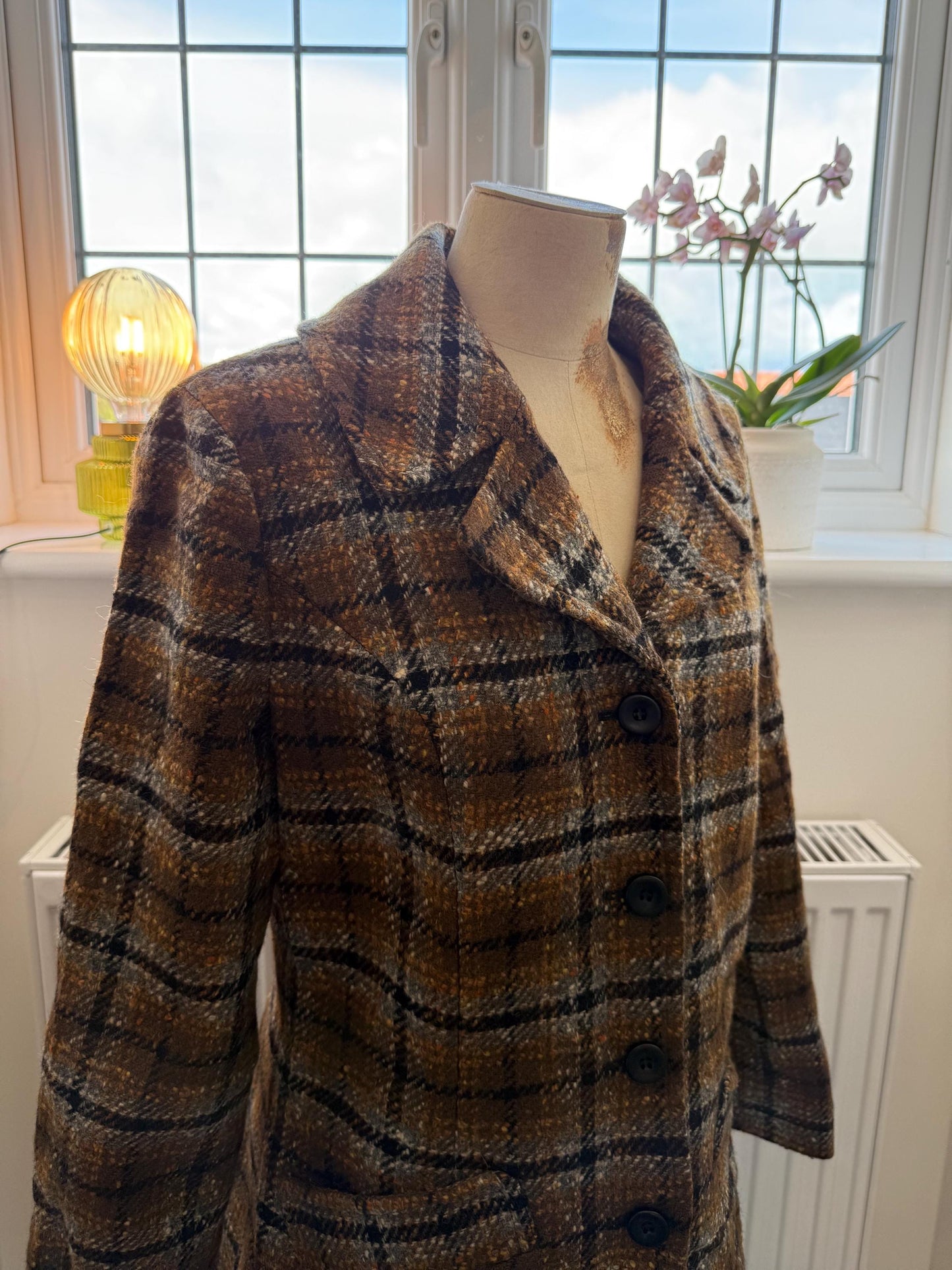 Vintage 1950s Pendleton Wool Coat – Brown Plaid Check Jacket, Pure Virgin Wool, USA Made, Size M
