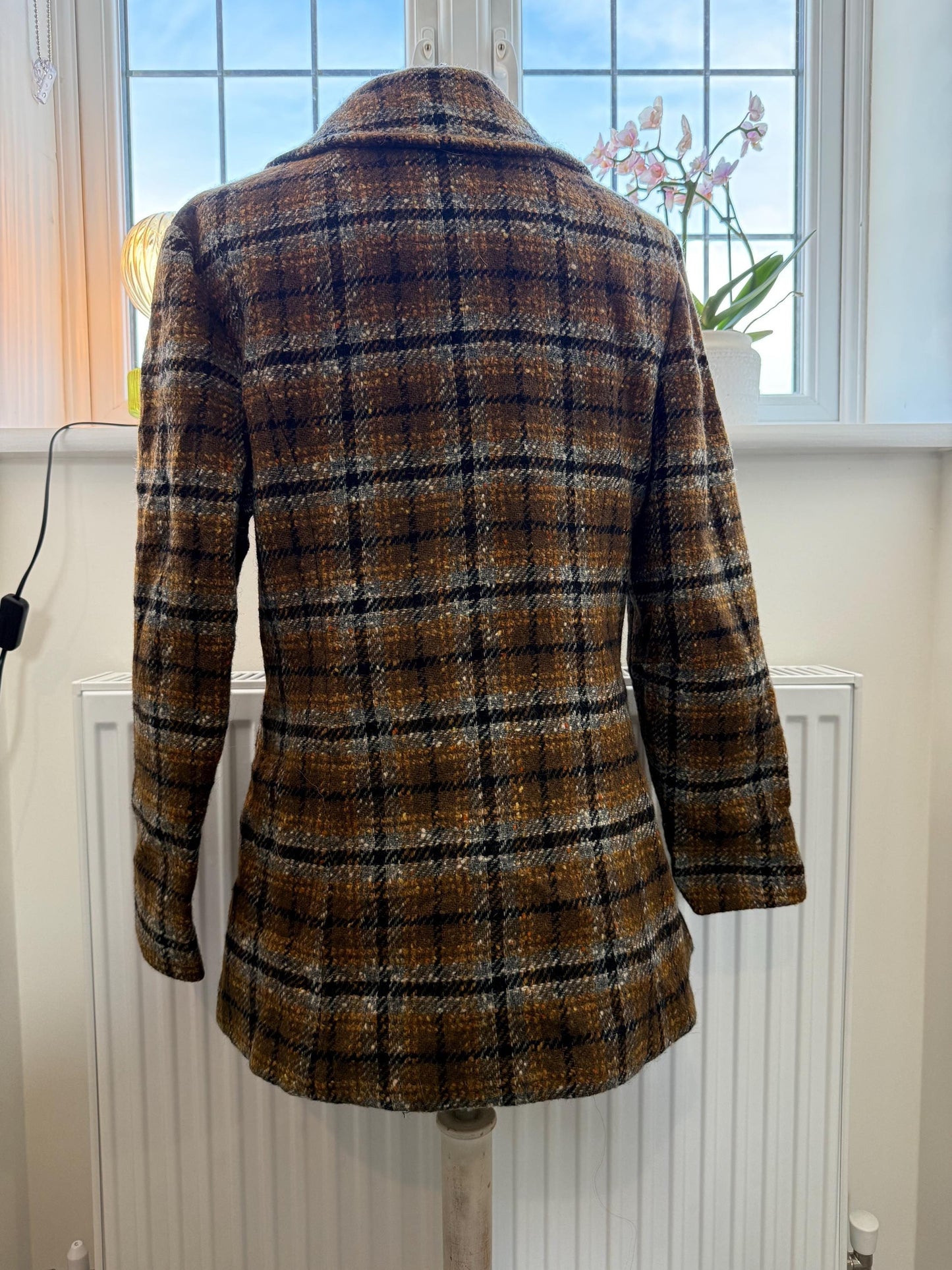 Vintage 1950s Pendleton Wool Coat – Brown Plaid Check Jacket, Pure Virgin Wool, USA Made, Size M