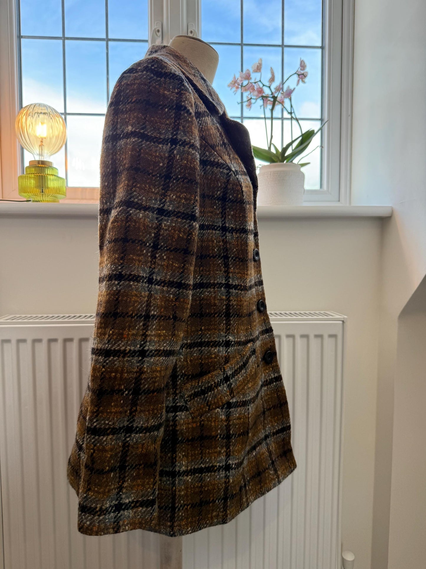 Vintage 1950s Pendleton Wool Coat – Brown Plaid Check Jacket, Pure Virgin Wool, USA Made, Size M