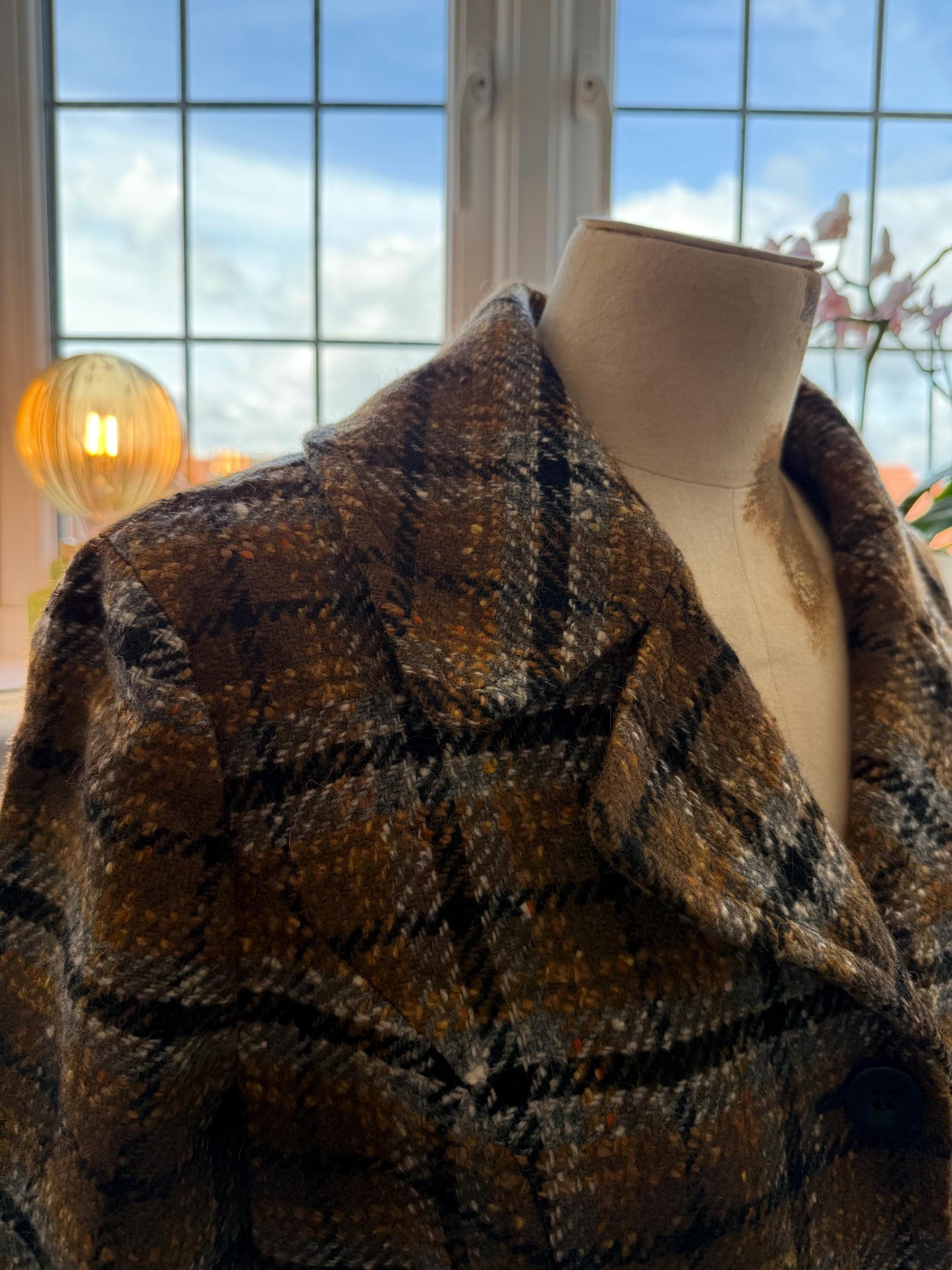 Vintage 1950s Pendleton Wool Coat – Brown Plaid Check Jacket, Pure Virgin Wool, USA Made, Size M