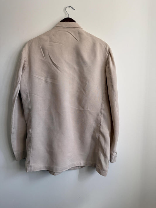 Vintage 1950s Steegan Linen Blend Summer Jacket – Men's Beige Tailored Blazer – Moygashel Fabric – 44R