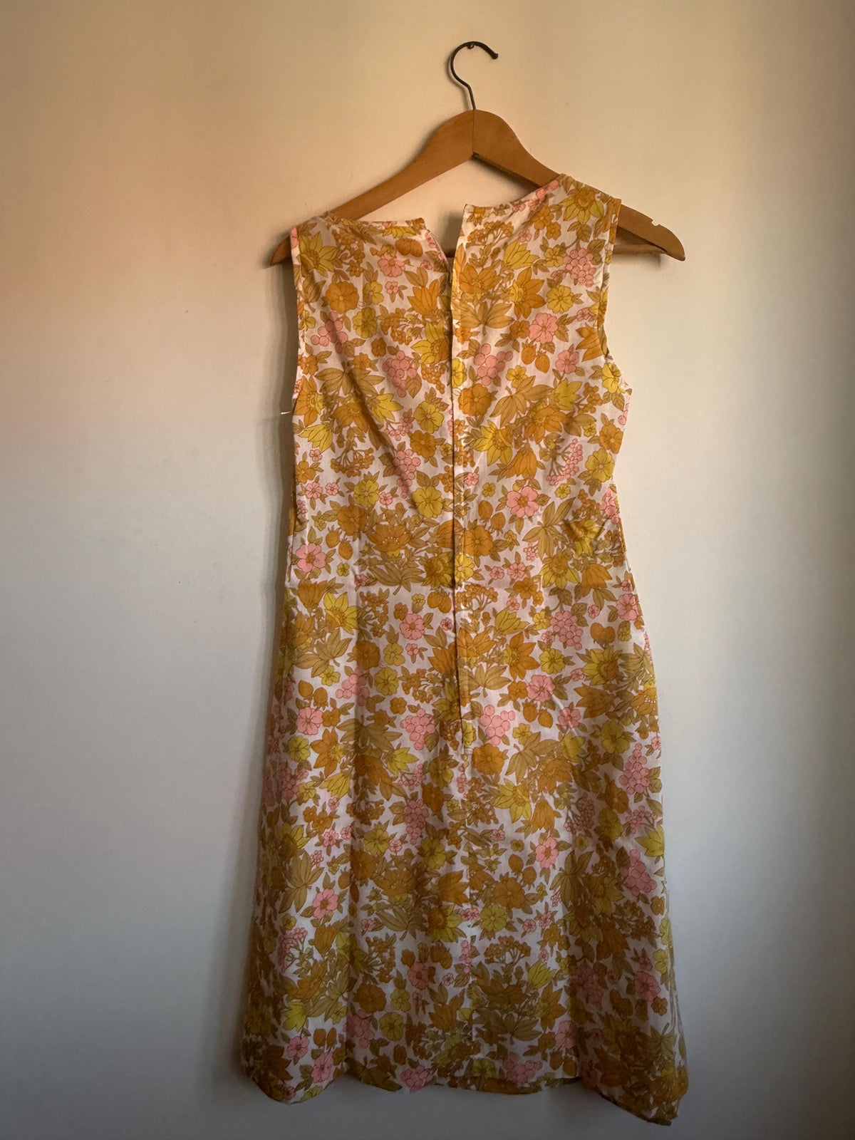 Vintage 1970s Floral Fruit Print Shift Dress, Sleeveless A-Line Summer Dress