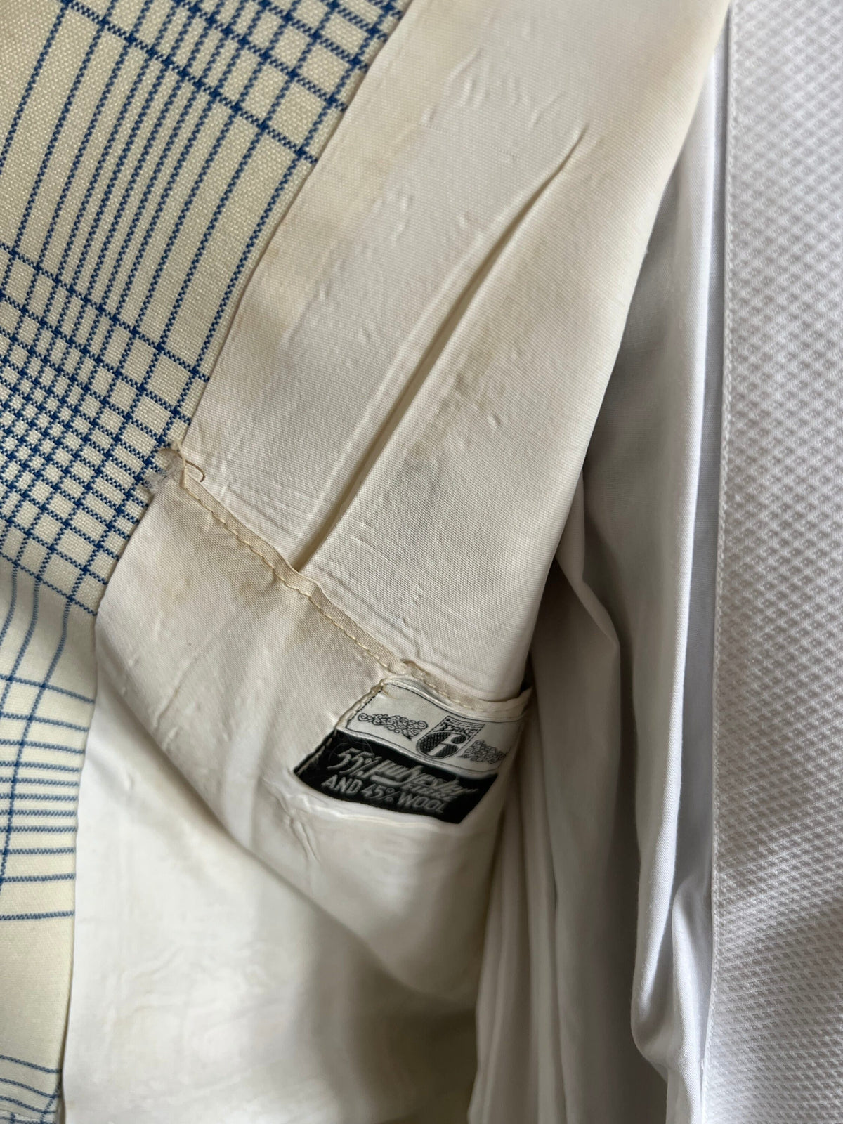 Men’s Vintage Jacket White Blue Check Plaid Jacket 1960s Vintage Dress Jacket, Vintage Blazer, Vintage Menswear, Vintage Jacket, 60s Take 6