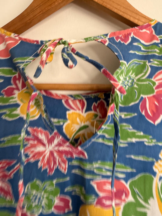 Vintage 1980s Hawaiian Tropical Dress | Drop Waist Summer Sundress