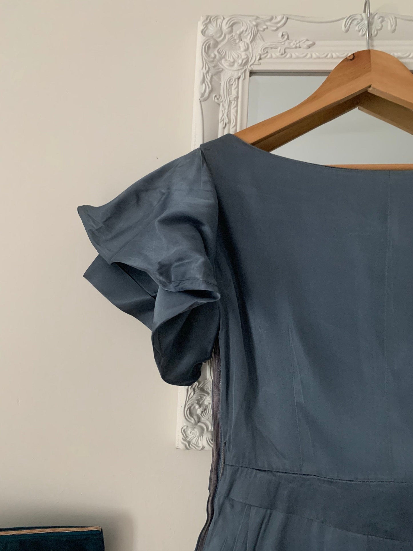Vintage 1940s Satin Dress Petrol Blue Dress - Divine Miss - New York