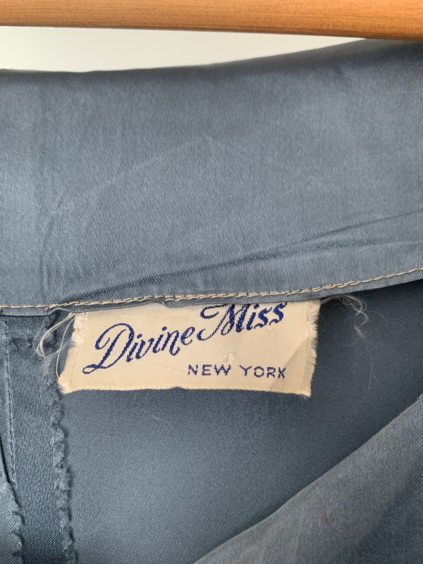 Vintage 1940s Satin Dress Petrol Blue Dress - Divine Miss - New York