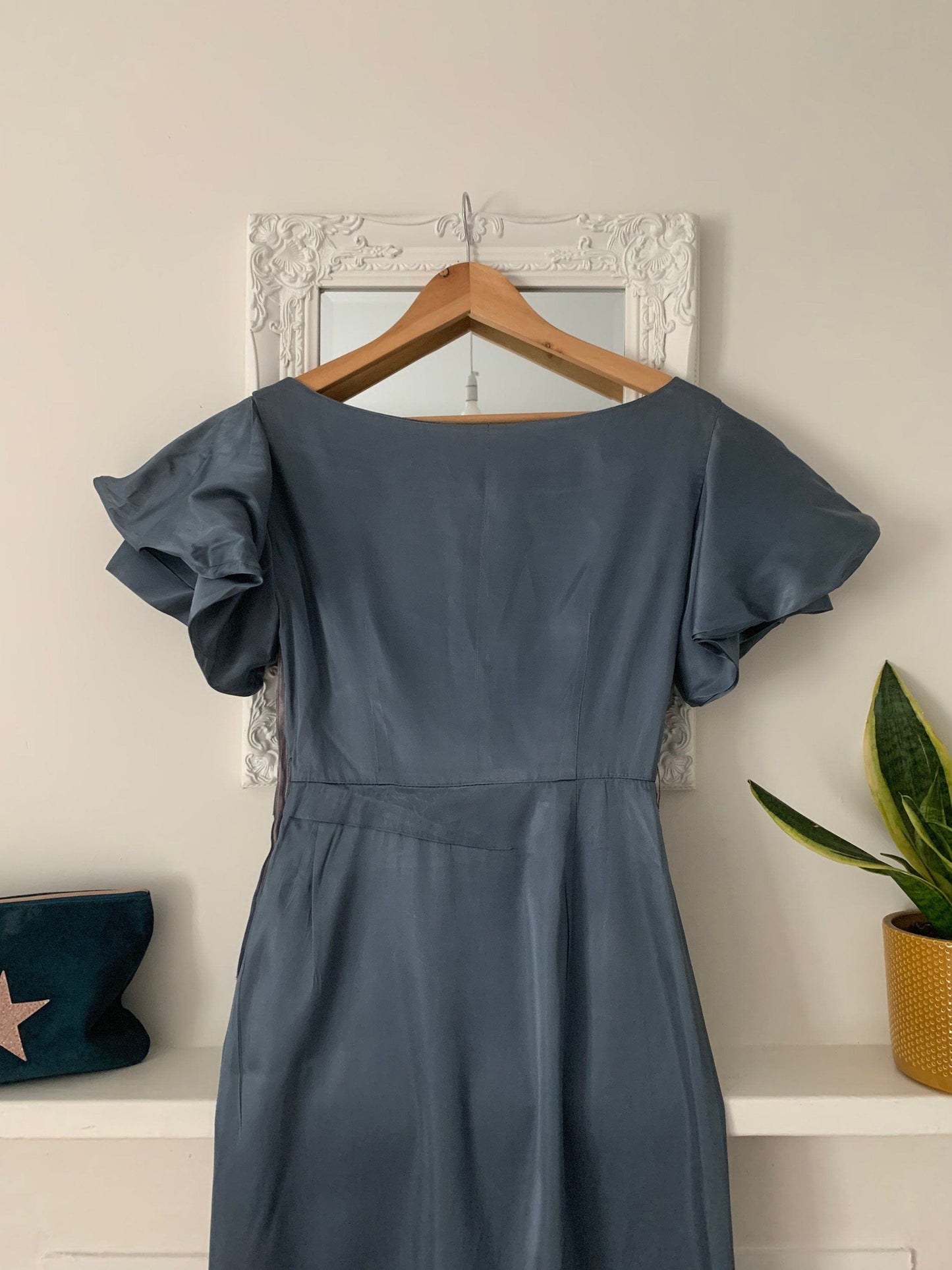 Vintage 1940s Satin Dress Petrol Blue Dress - Divine Miss - New York