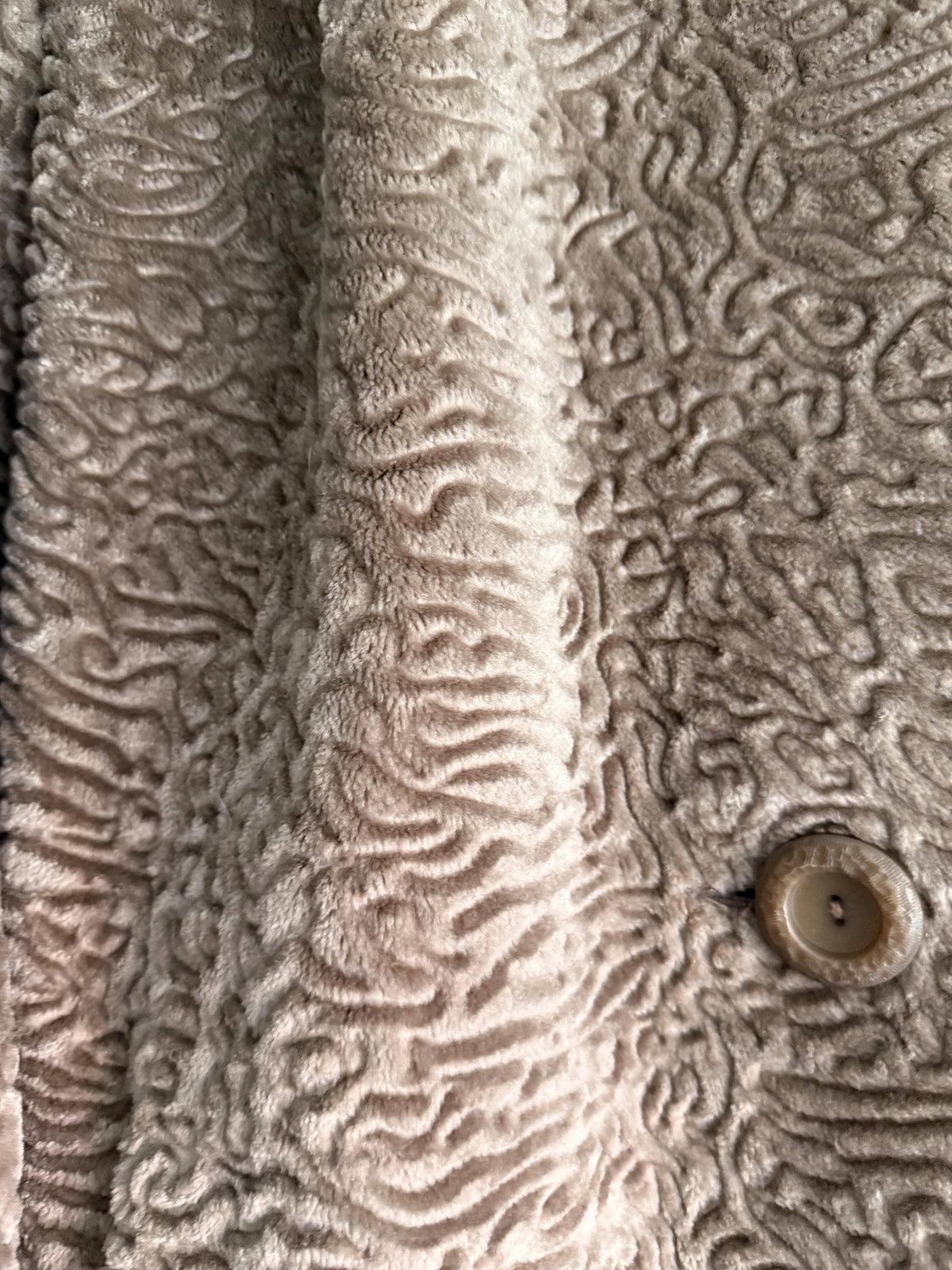 Vintage Astraka Faux Fur Coat, Taupe Courtelle, Plush Collar, Pink Lining