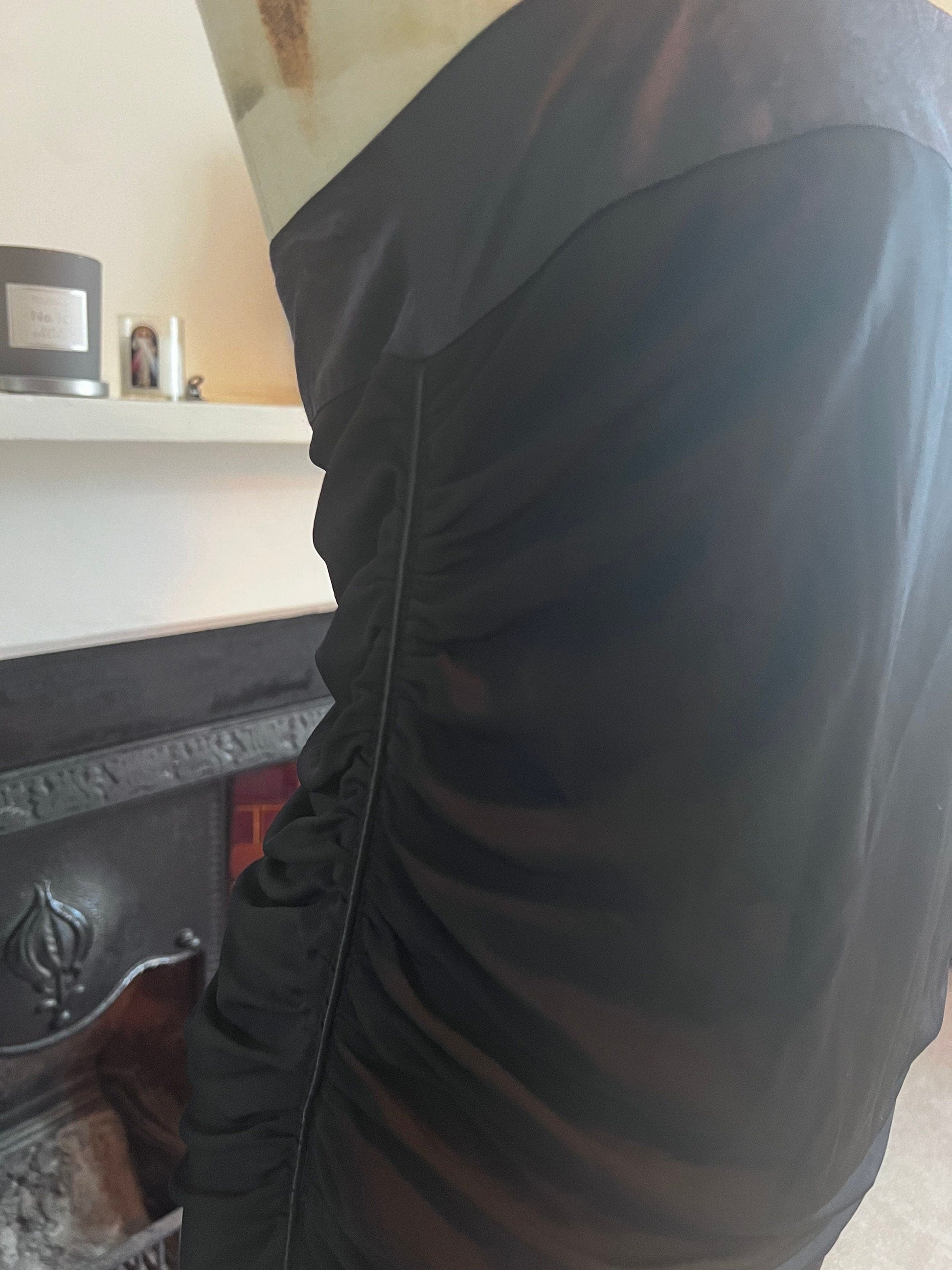 Vintage Black Stretch Minidress with Gathered Sides - Satin top band and zip detail to back Jean Paul - Berlin UK12