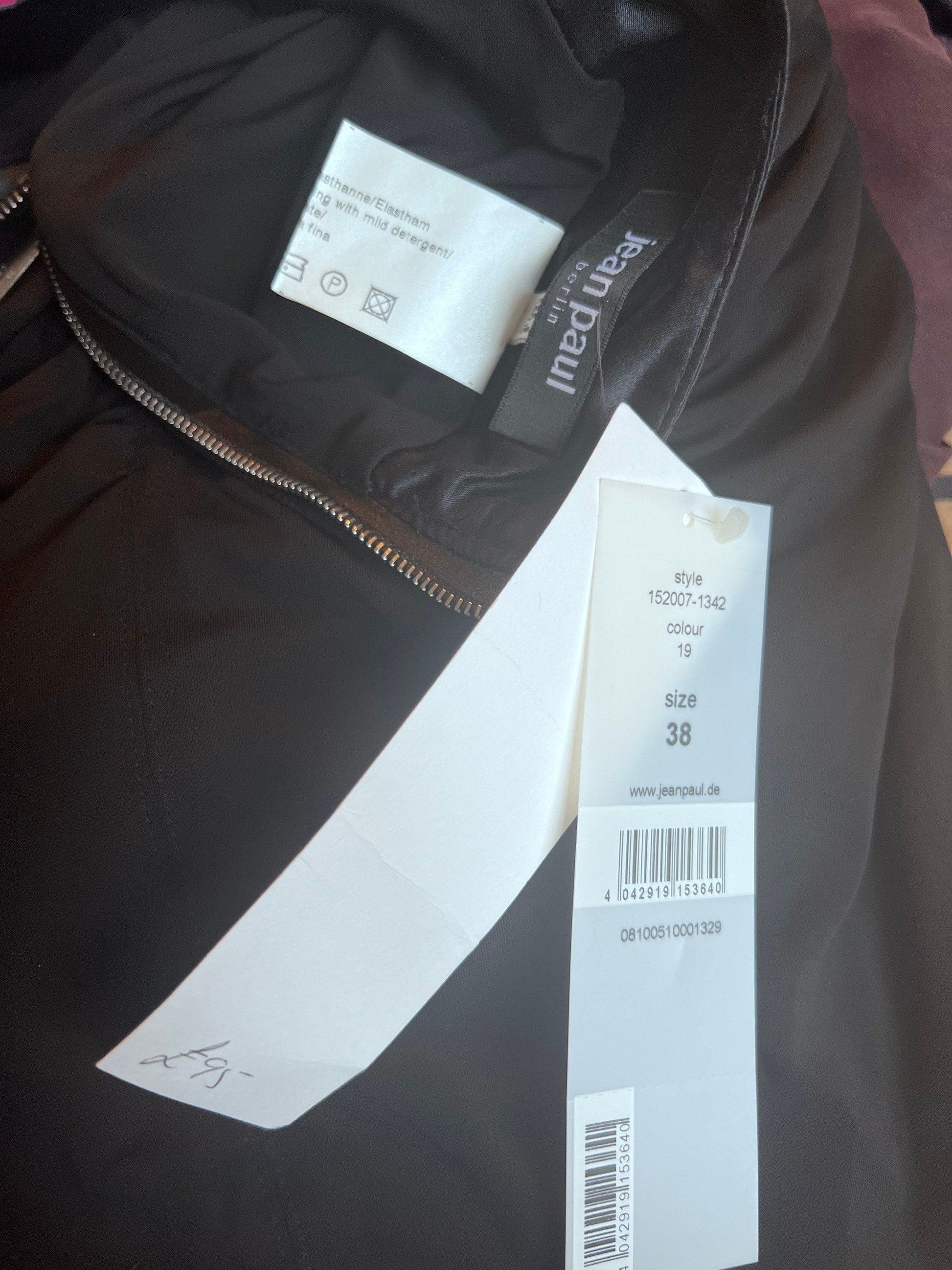Vintage Black Stretch Minidress with Gathered Sides - Satin top band and zip detail to back Jean Paul - Berlin UK12