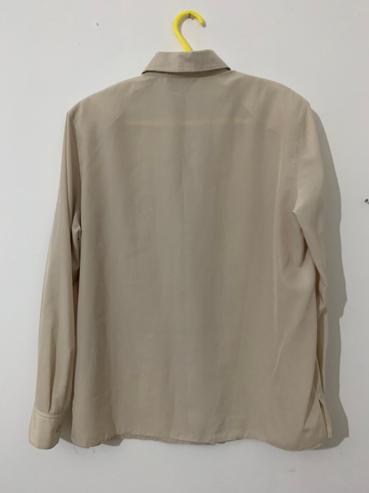Vintage Blouse - beige long sleeve - Voluminous Sleeve shirt 12-14