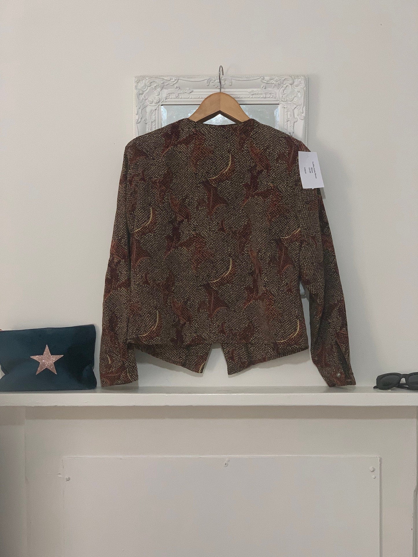 Brown Snake Print Blouse - Classic 1980s Cropped Blouse