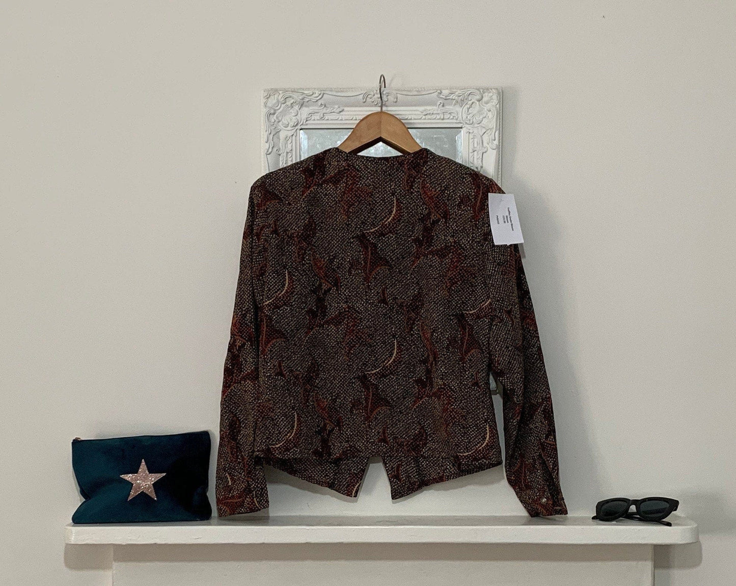 Brown Snake Print Blouse - Classic 1980s Cropped Blouse