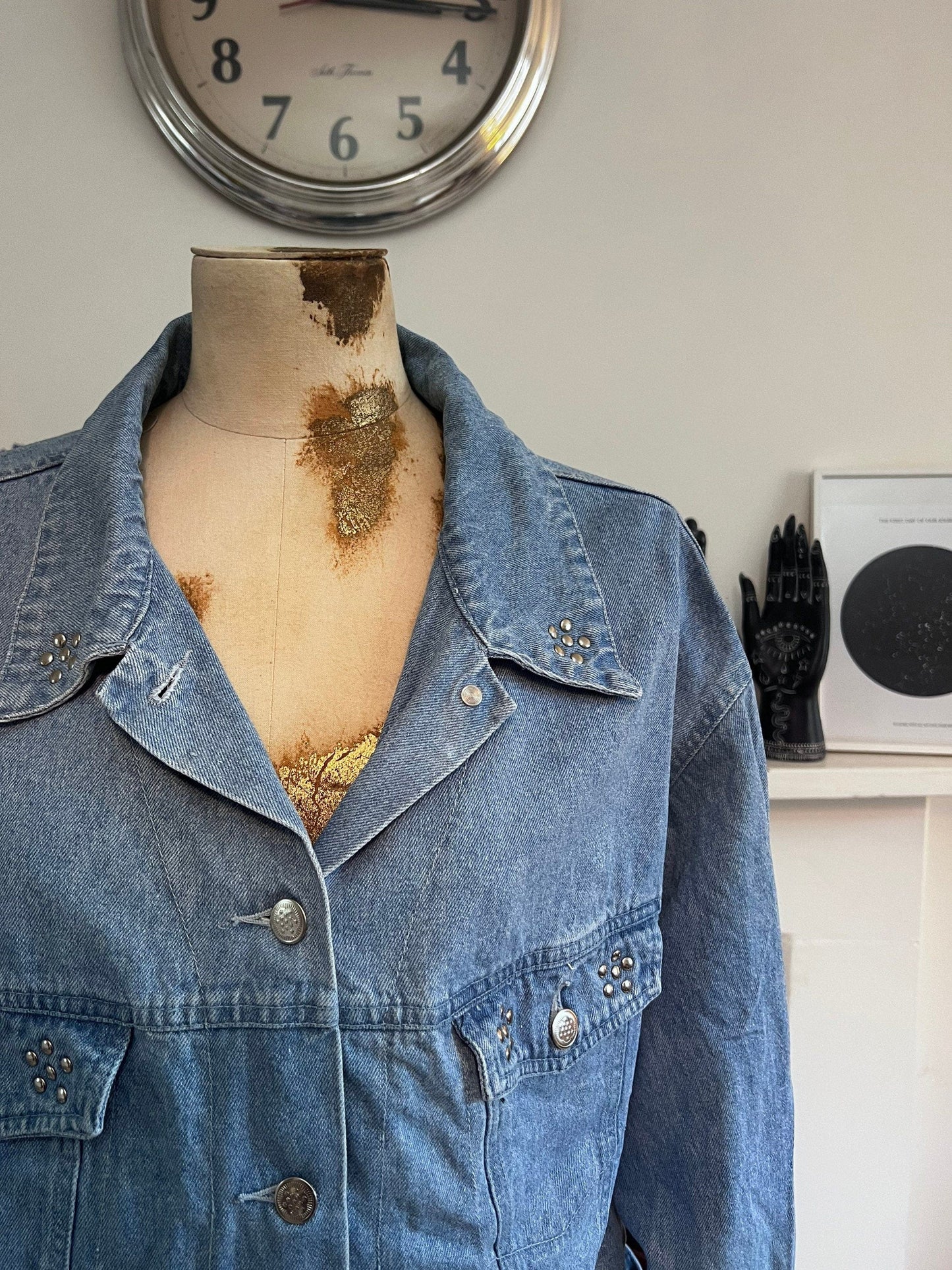 Vintage blue denim jacket 80’s denim jacket - Vintage denim Jacket Blue Stonewashed Denim - Fitted UK12-14