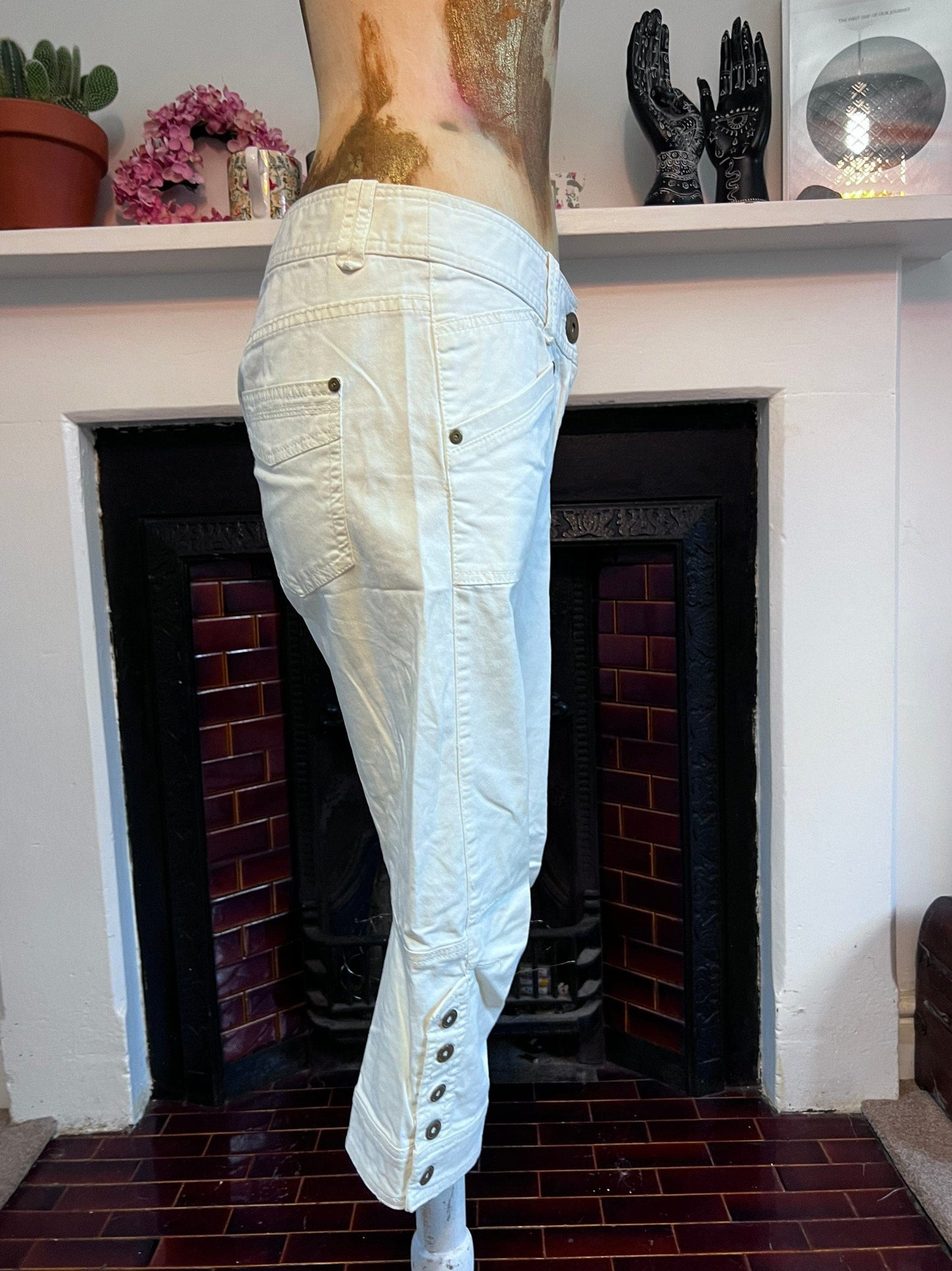 1990s Vintage cropped cargo chino mid rise trouser , UK 12 waist 32” Leg 19”