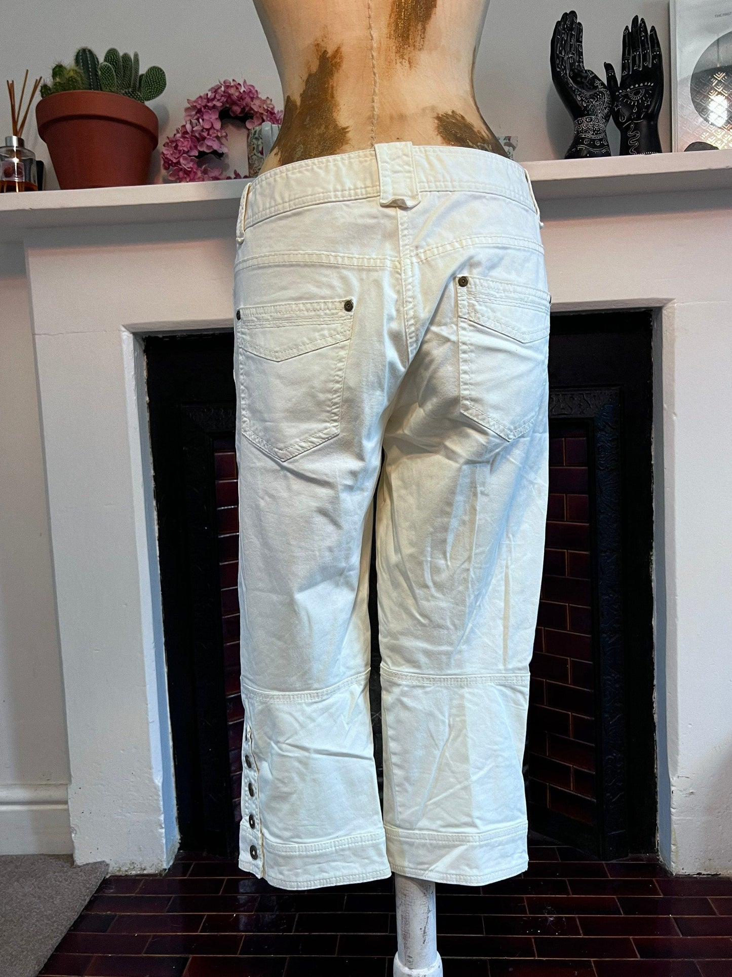 1990s Vintage cropped cargo chino mid rise trouser , UK 12 waist 32” Leg 19”